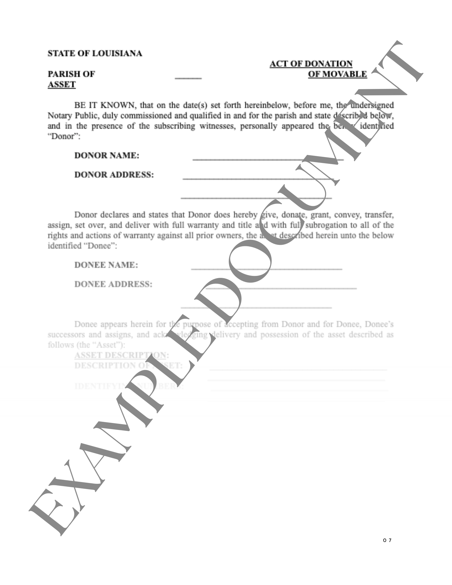 Act Of Donation 9 To 5 Legal Docs