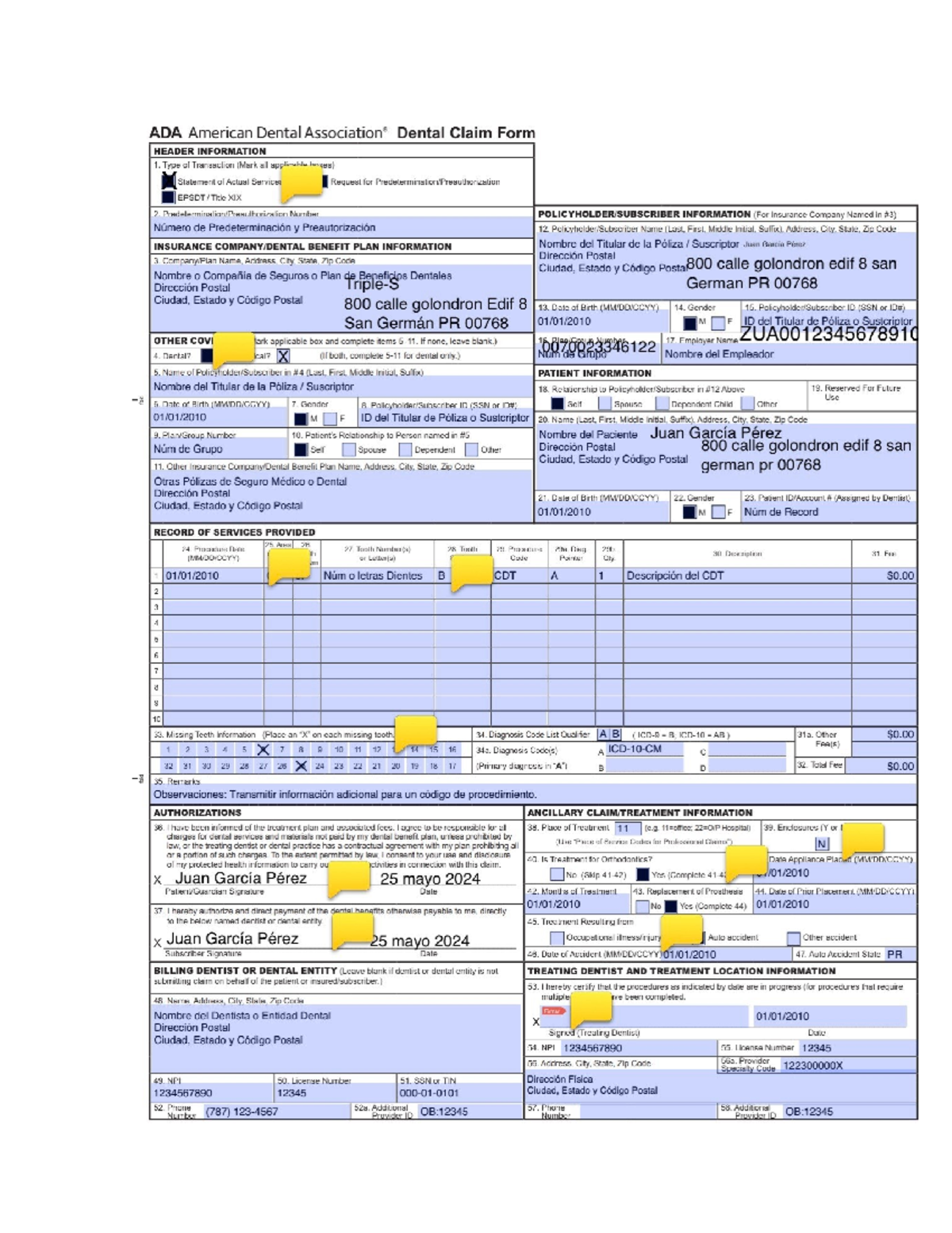 ADA Dental Claim Form 2019 Comprehensive Service Record Studocu