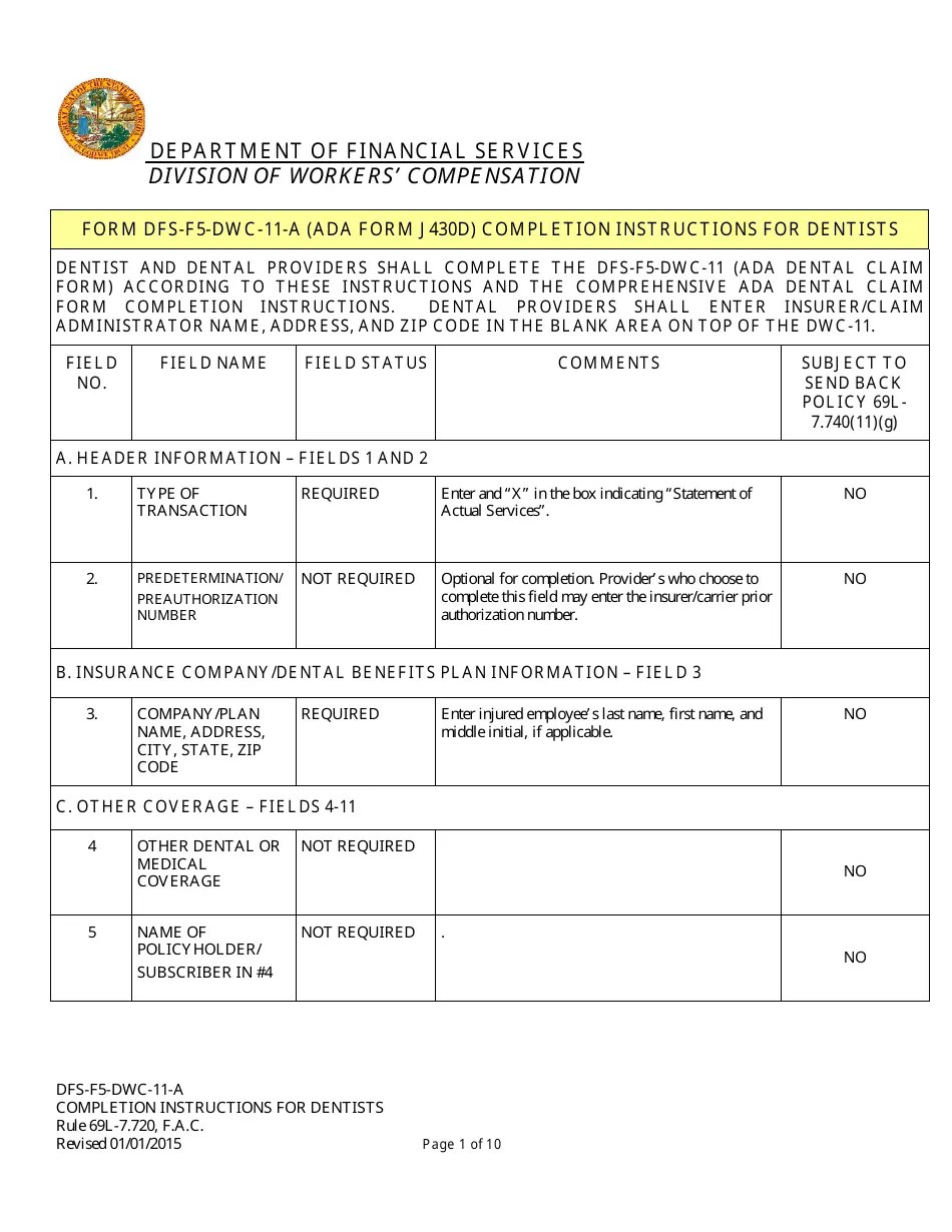 Ada Dental Claim Form Instructions