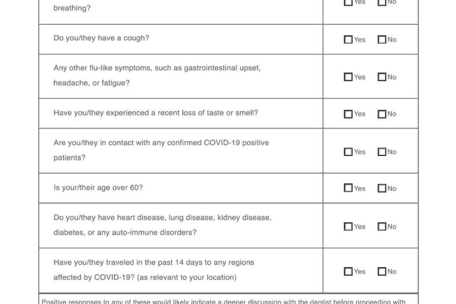 ADA Patient Screening Form