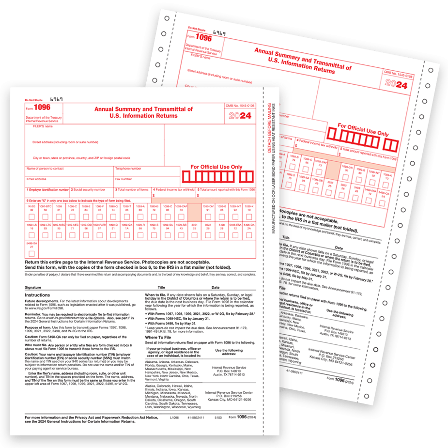 Adams 1096 Form Printable Adams 1096 Tax Forms 20 Pack 2024 IRS Compliant Summary Sheets Adams Irs 1096 Printable