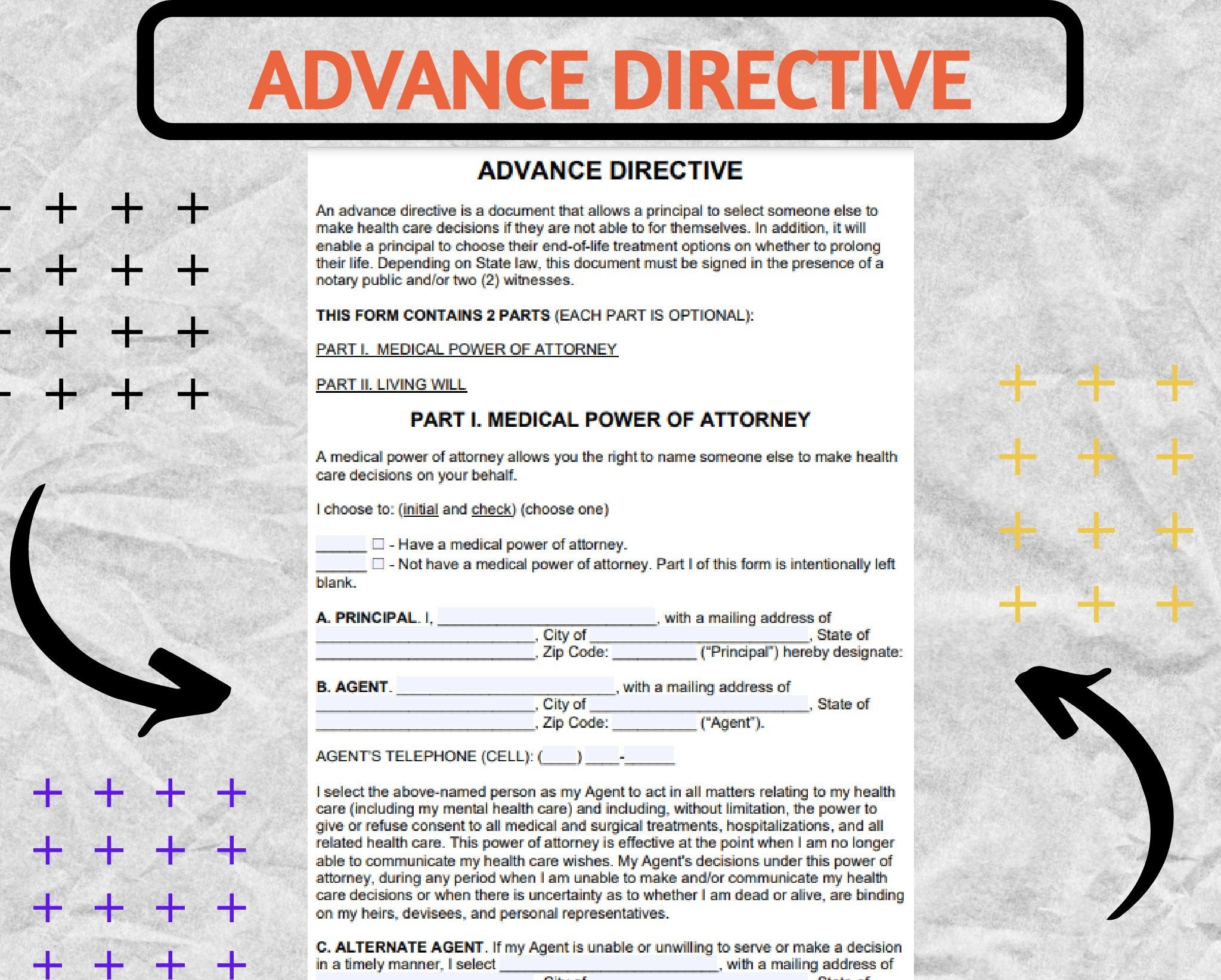 Advance Directive Template EASY TO EDIT Etsy