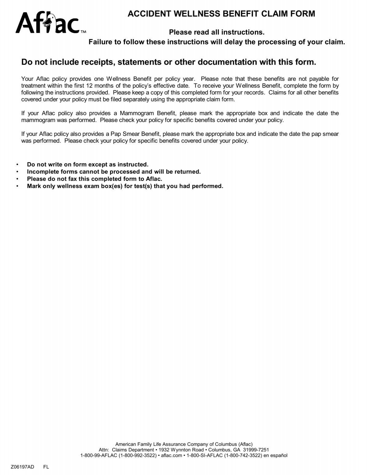 Aflac Accident Wellness Claim Form