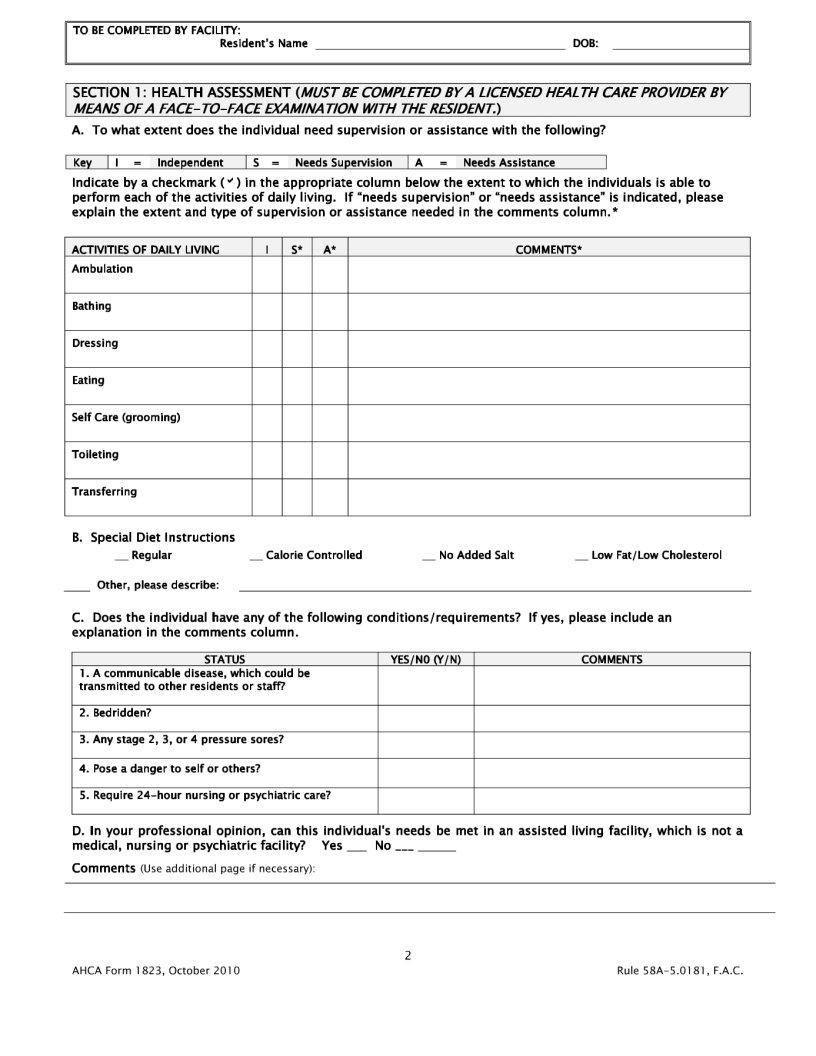 Ahca 1823 Form Fill Out Printable PDF Forms Online