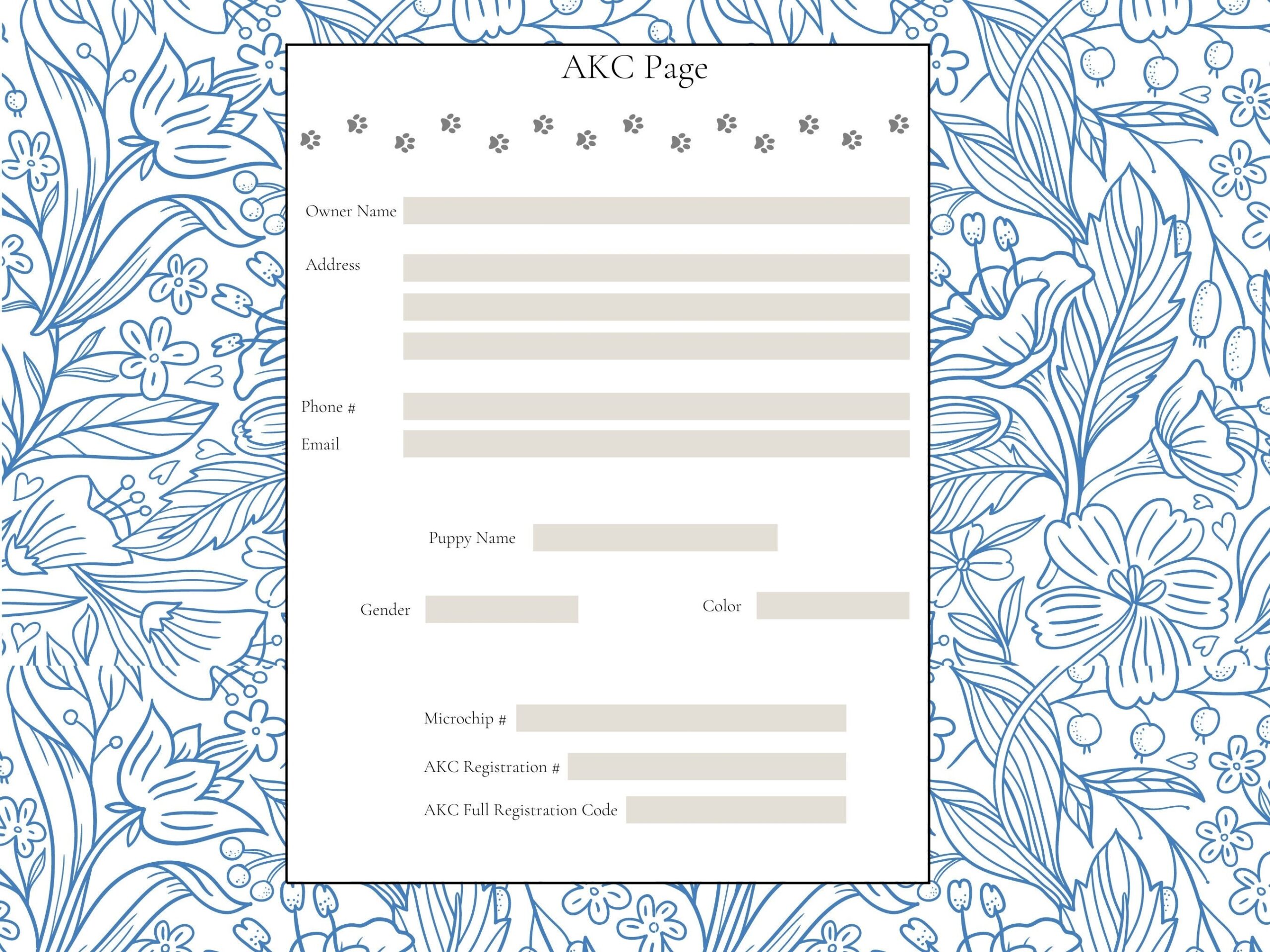 AKC Information Page Registered Microchip AKC Registration Dog Breeder Records Etsy