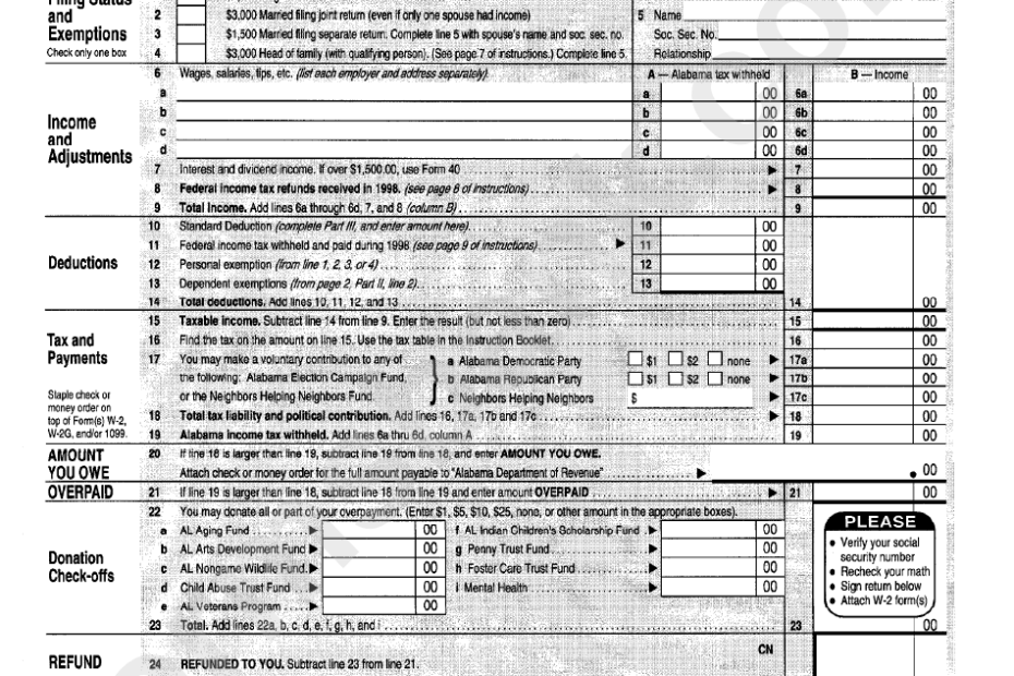 Alabama Income Tax Form 40