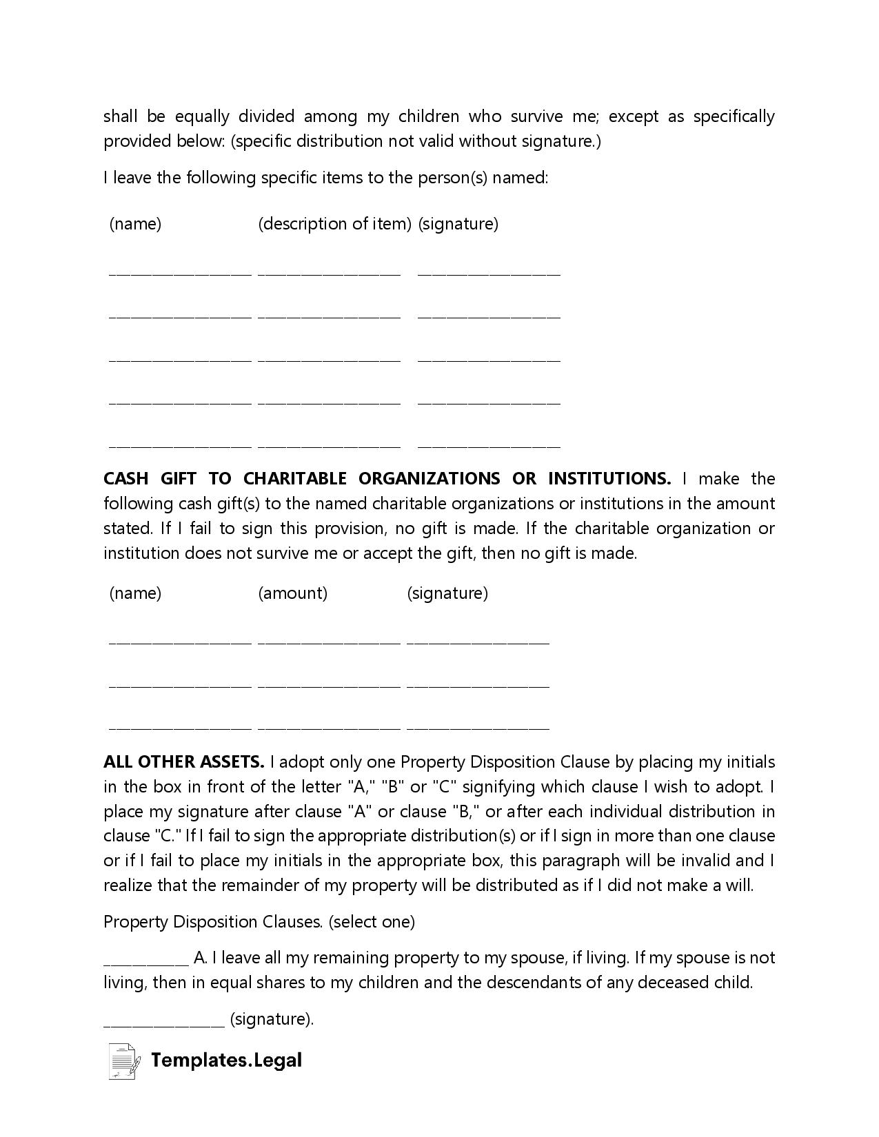 Alabama Last Will And Testament Templates Free Word PDF ODT 