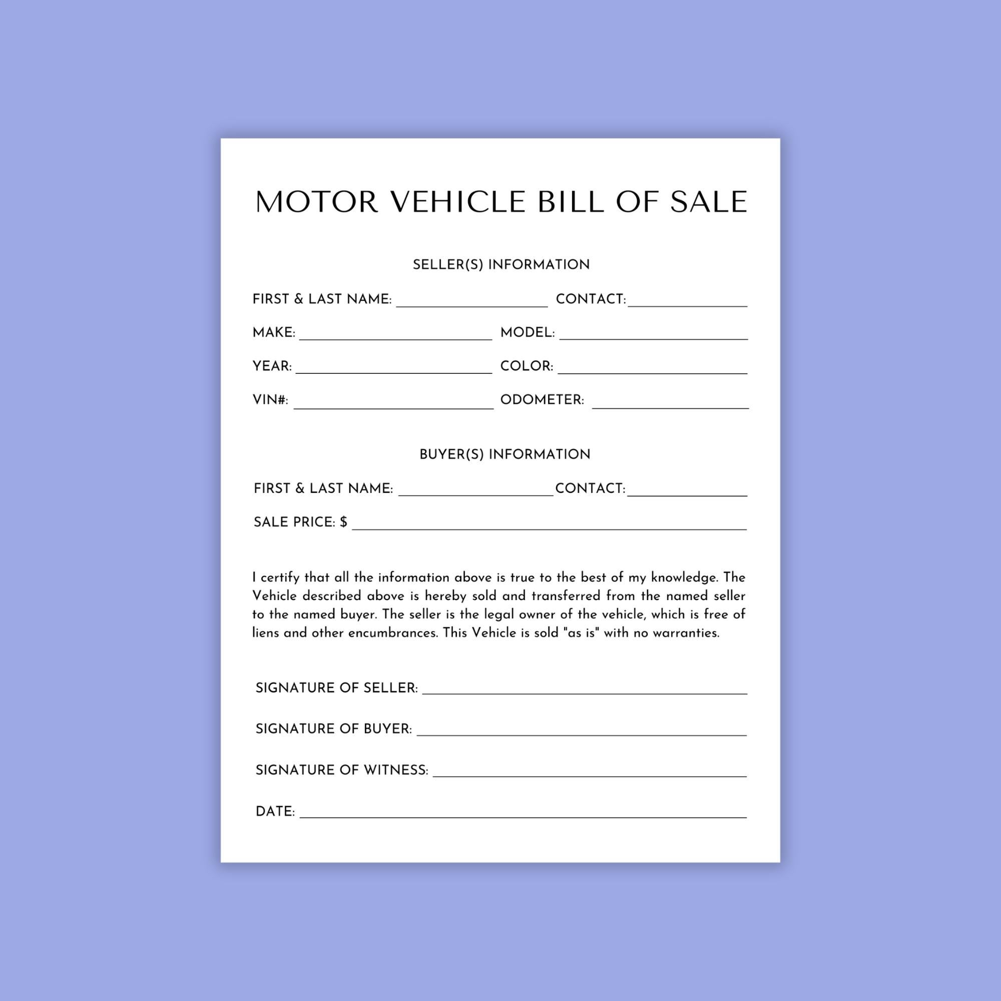 Alberta Bill Of Sale Etsy Canada