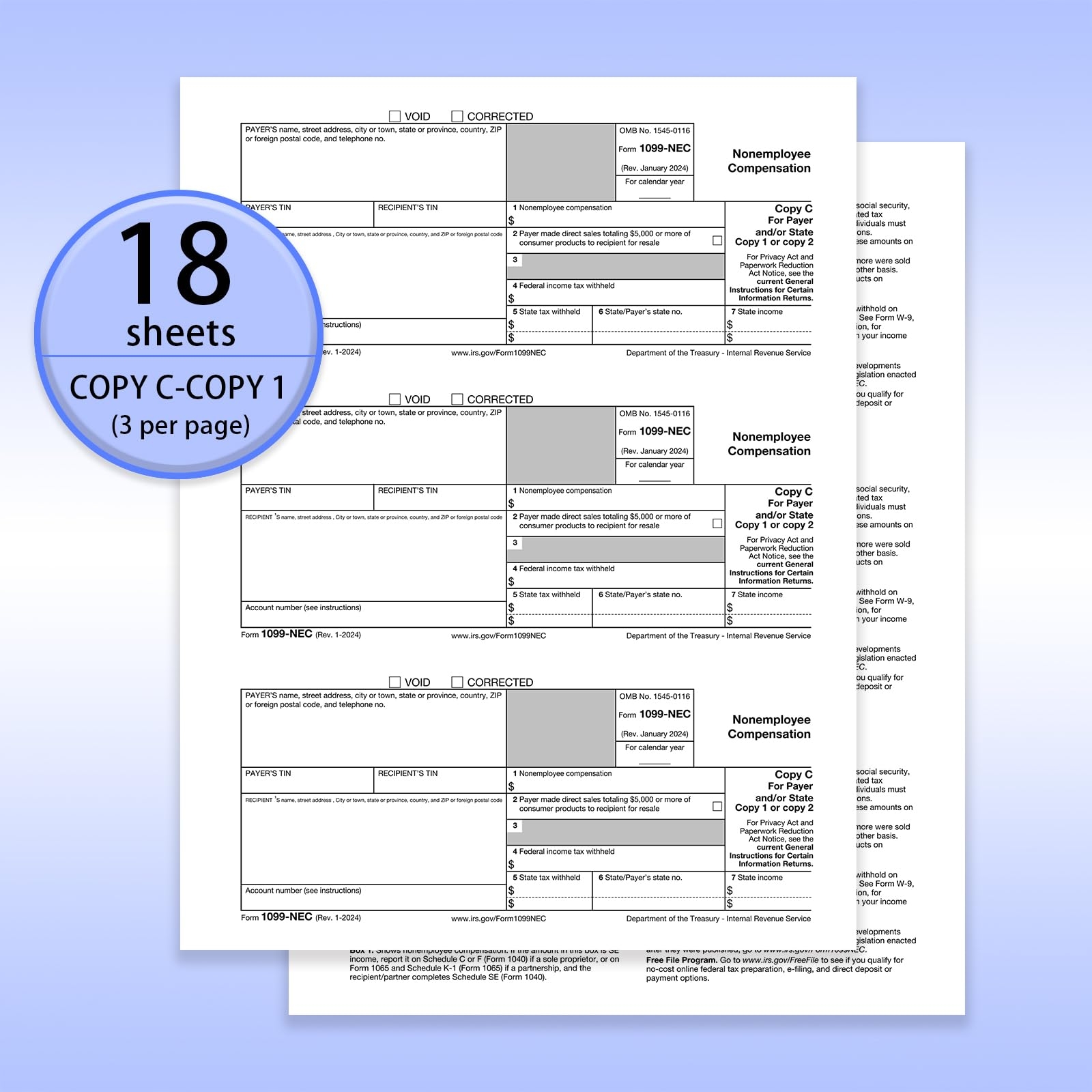 Amazon 1099 NEC Forms 2024 4 Part Tax Forms Kit With 25 Self Seal Envelopes 25 Vendor Kit Of Laser Forms Compatible With QuickBooks And 