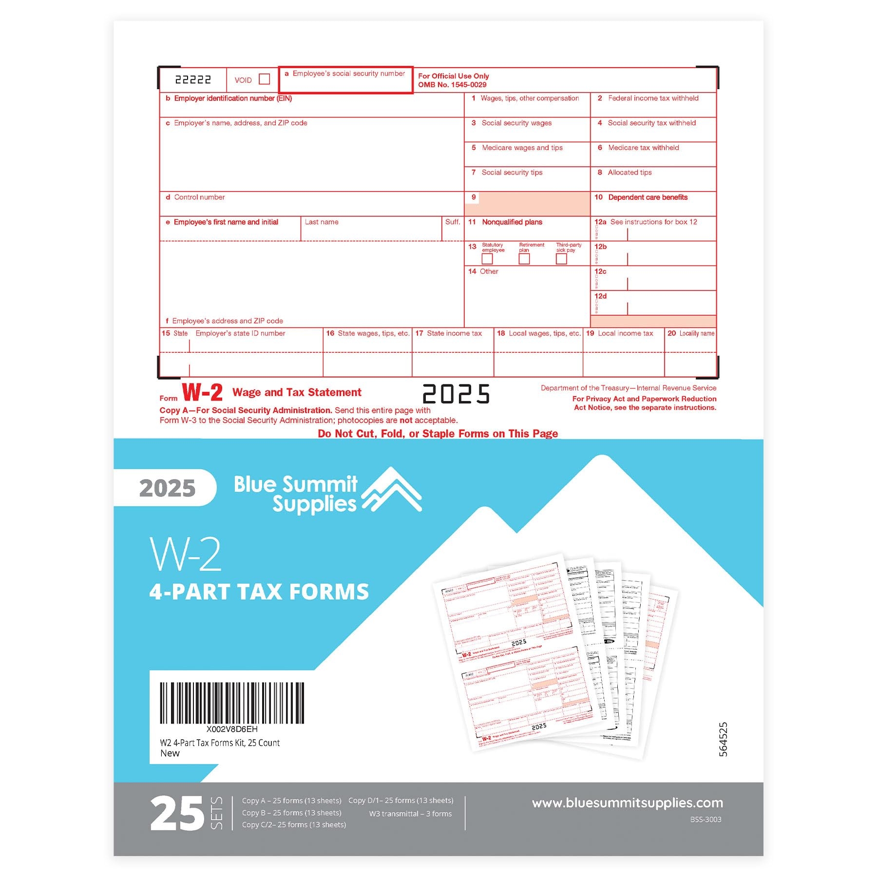 Amazon 2025 W2 4 Part Tax Forms Kit 25 Employee Kit Of Amazon 2025 W2 4 Part Tax Forms Kit 25 Employee Kit Of