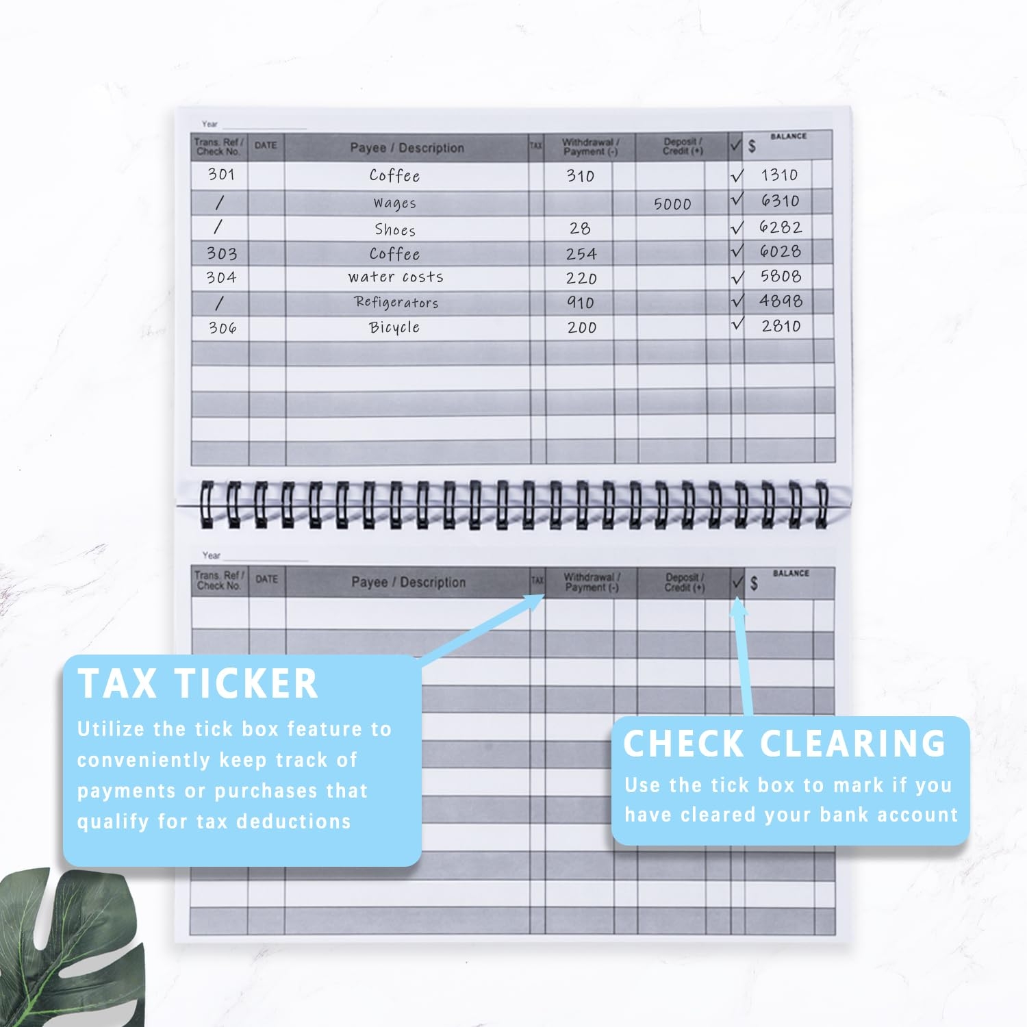Amazon CASMONAL A5 Check Registers For Personal Checkbook Big Checkbook Register U0026 Financial Transaction Ledger Log Book For Small Business Track Payments Deposits Debit Card And Bank Account Black Office