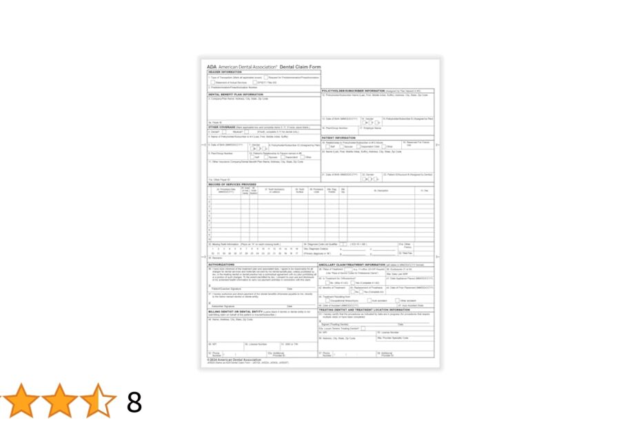 Amazon ComplyRight ADA Dental Claim Forms 2024 Version Box Of 2 500 8 1 2