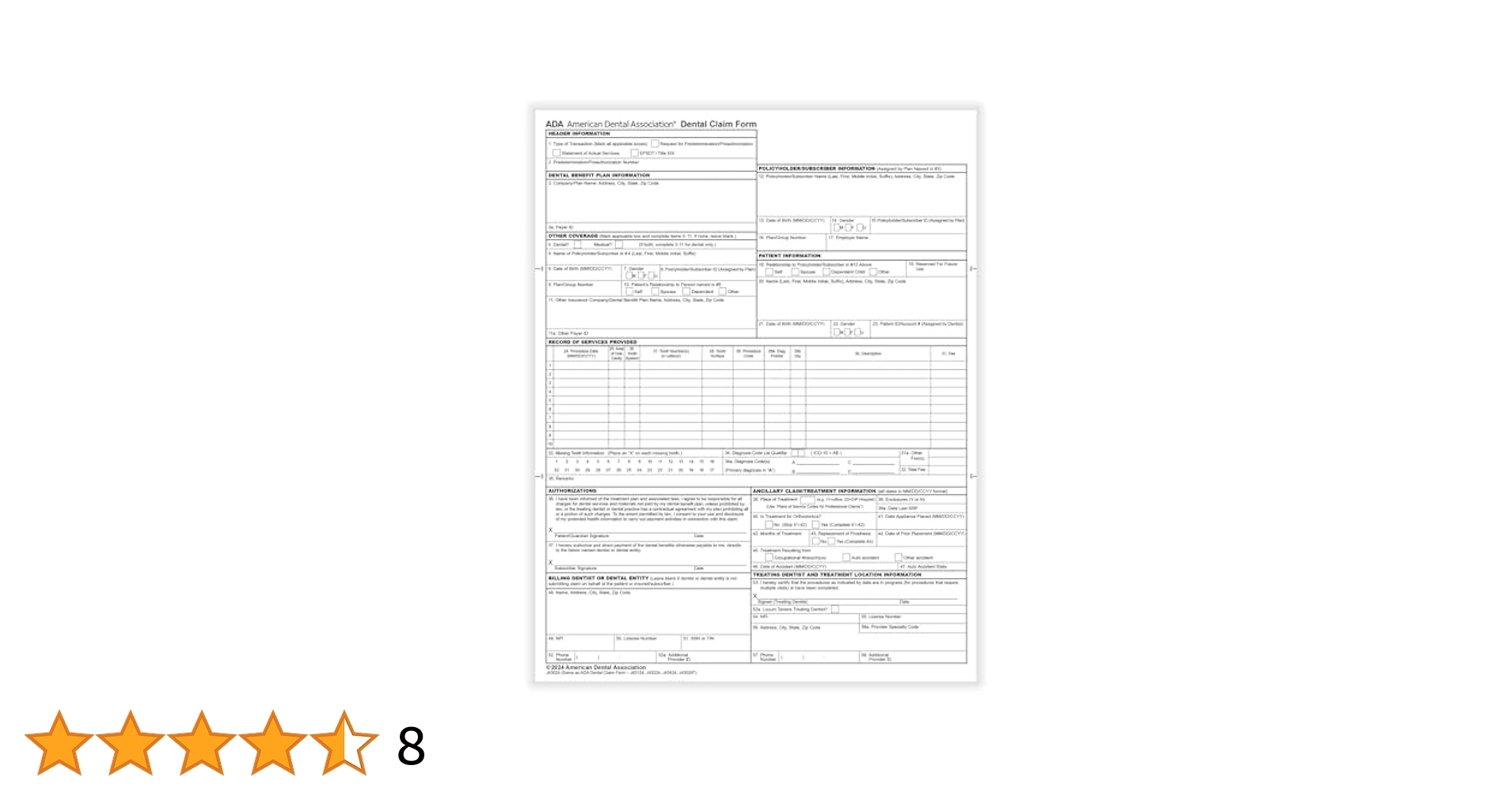 Amazon ComplyRight ADA Dental Claim Forms 2024 Version Box Of 2 500 8 1 2