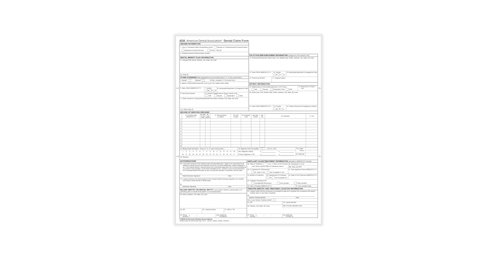 Amazon ComplyRight ADA Dental Claim Forms 2024 Version Pack Of 500 8 1 2