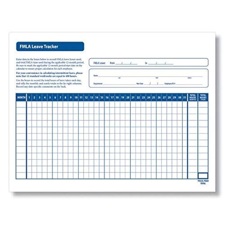 Amazon ComplyRight FMLA Leave Tracker 11 X 8 1 2 Pack Of 50 Medical Forms A1436 