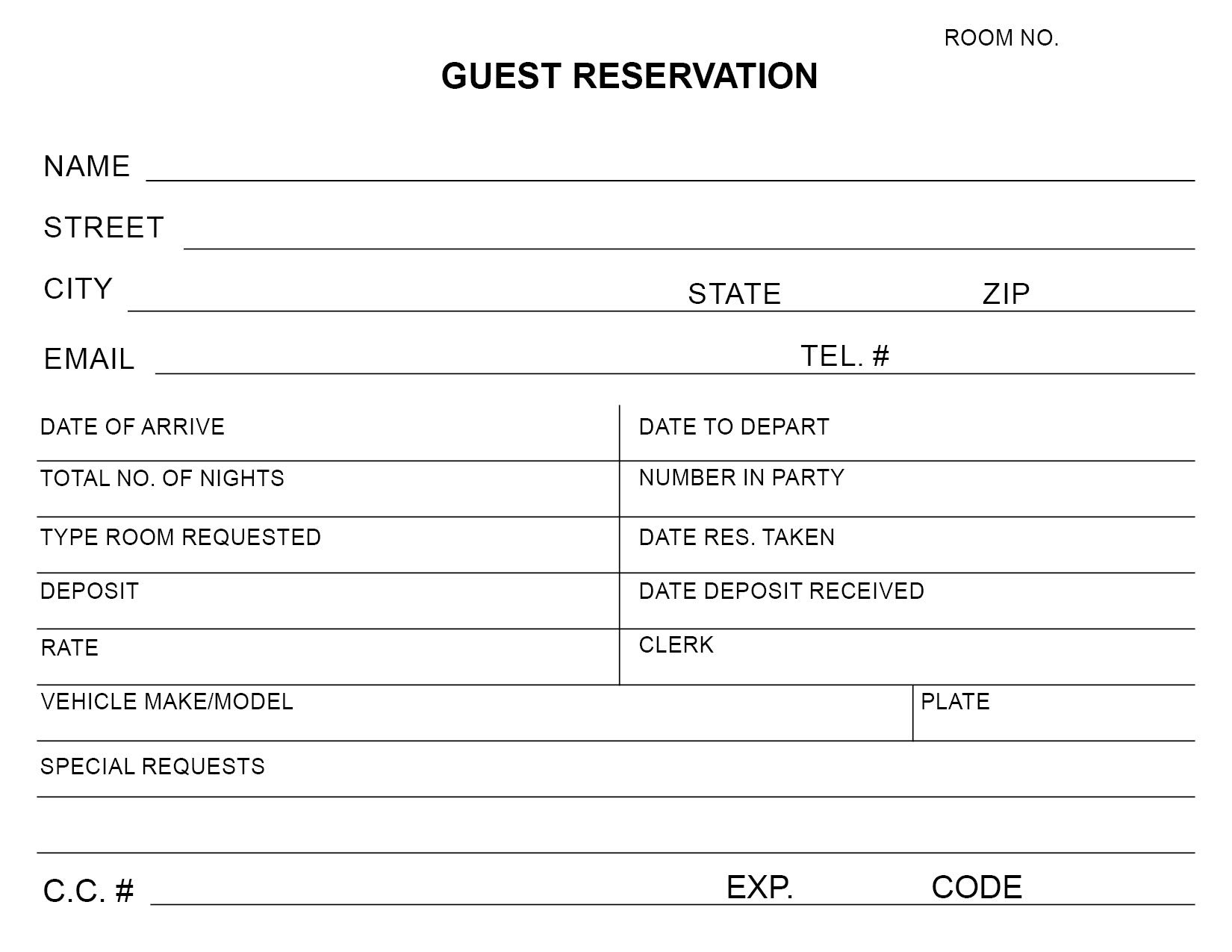 Amazon Guest Reservation Registration Card For Hotels Motels Hospitality Front Desks Check In Pack Of 250 Office Products