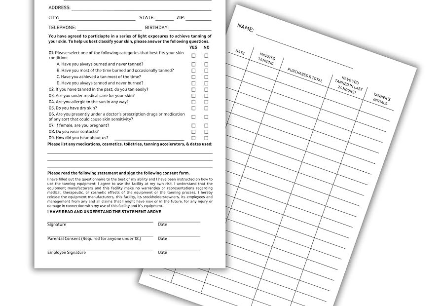 Amazon Lashicorn Tanning Client Information Card For Clients