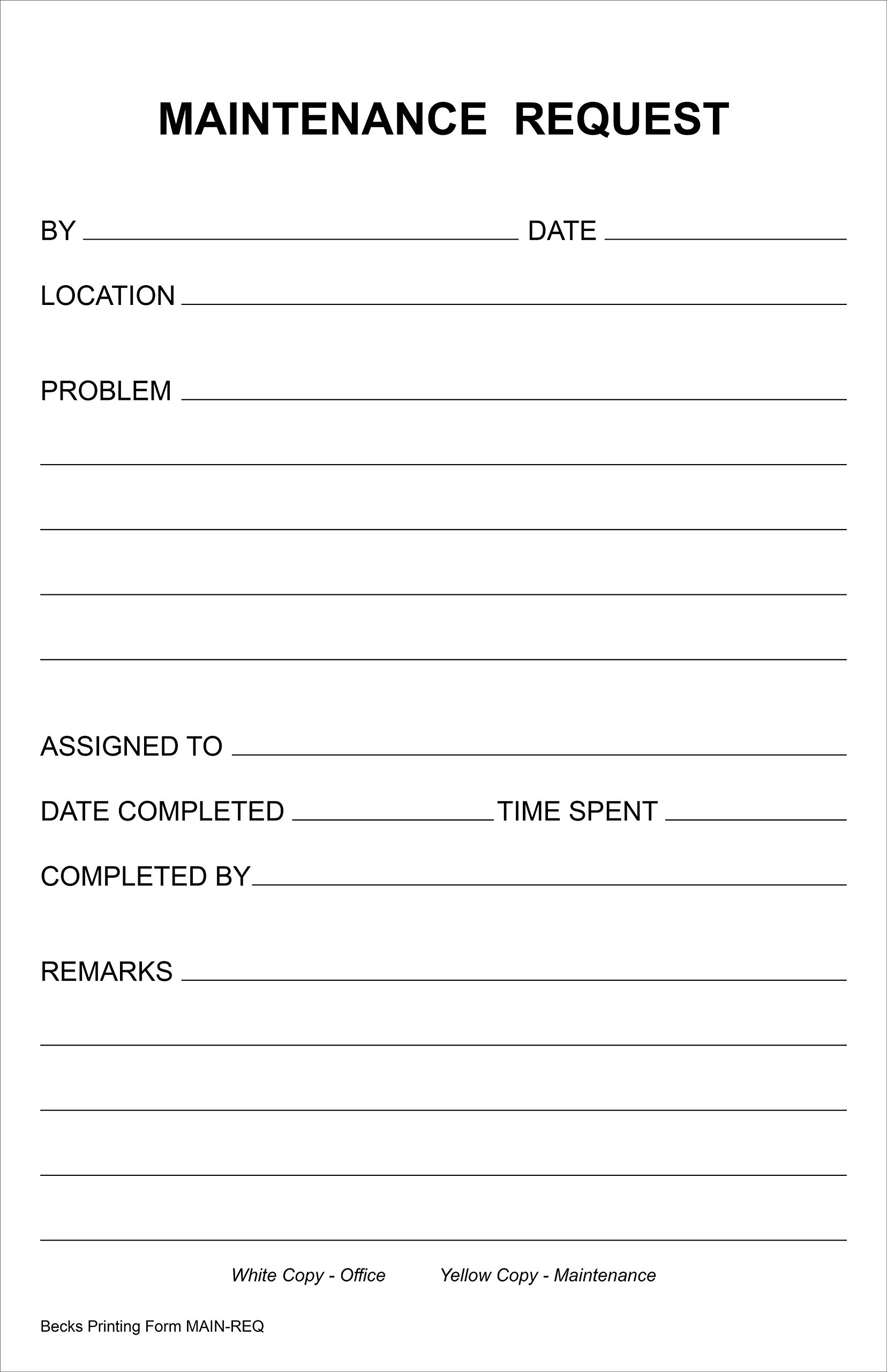 Amazon Maintenance Request Forms On 2 Part Carbonless Paper Pack Of 100 Office Products