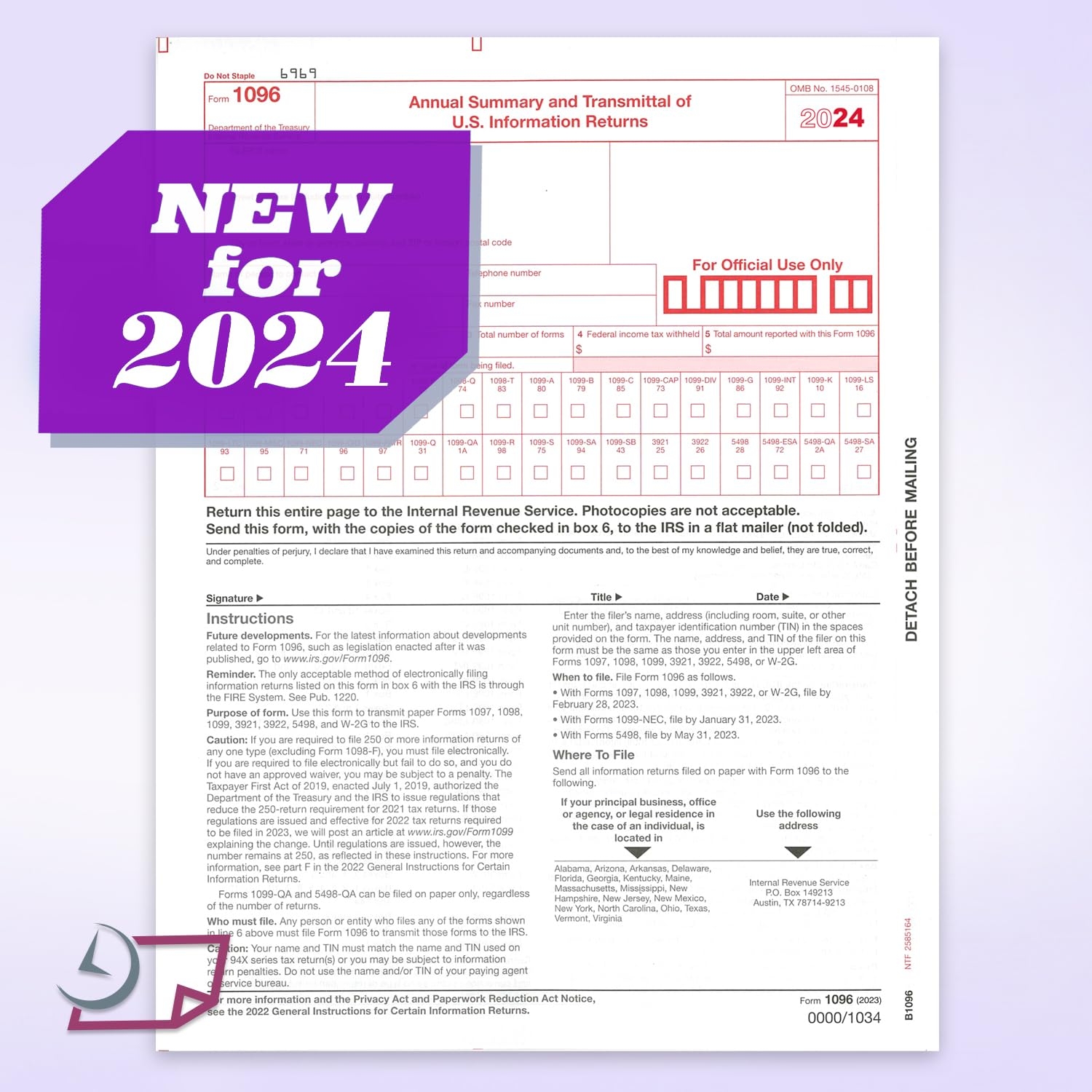 Amazon NextDayLabels 1096 Transmittal 2024 Tax Forms For Laser Or Inkjet Printers Quickbooks And Other Accounting Software Compatible Pack Of 10 For 2024 Office Products Amazon NextDayLabels 1096 Transmittal 2024 Tax Forms For Laser Or Inkjet Printers Quickbooks And Other Accounting Software Compatible Pack Of 10 For 2024 Office Products