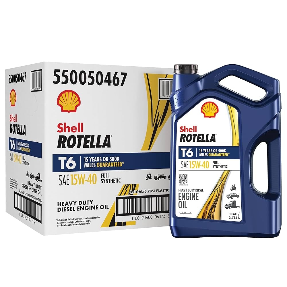 Amazon Shell Rotella T6 Full Synthetic 15W 40 Motor Oil 1 Gallon 3 Pack Automotive