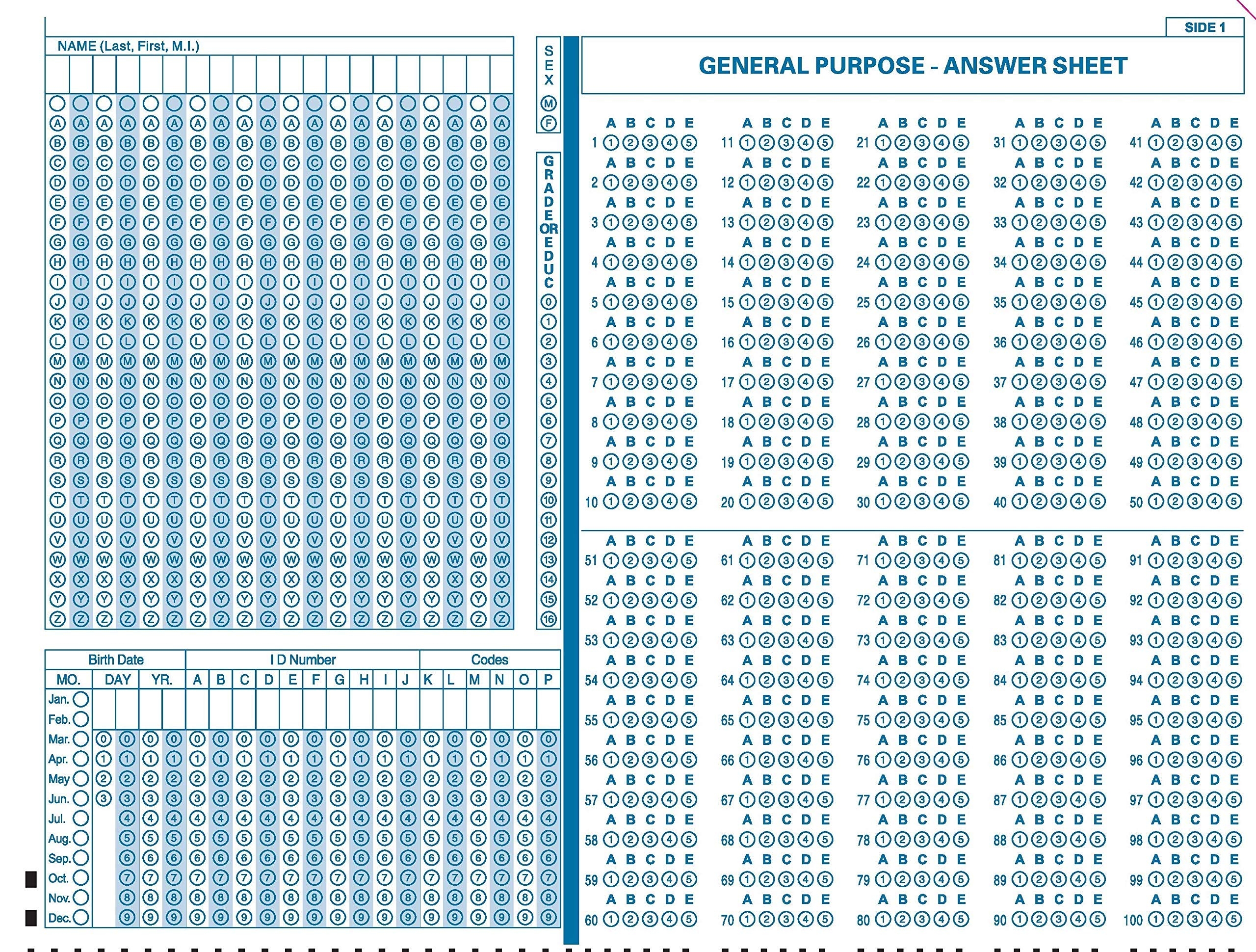 Amazon TEST 4521 50 Sheet Pack Compatible Testing Forms Arts Crafts U0026 Sewing