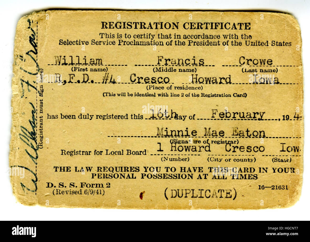 American Selective Service Registration Form Hi res Stock Photography And Images Alamy