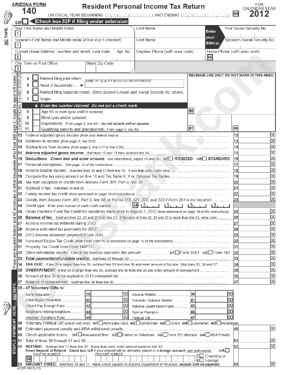 Az Tax Form 140 Form