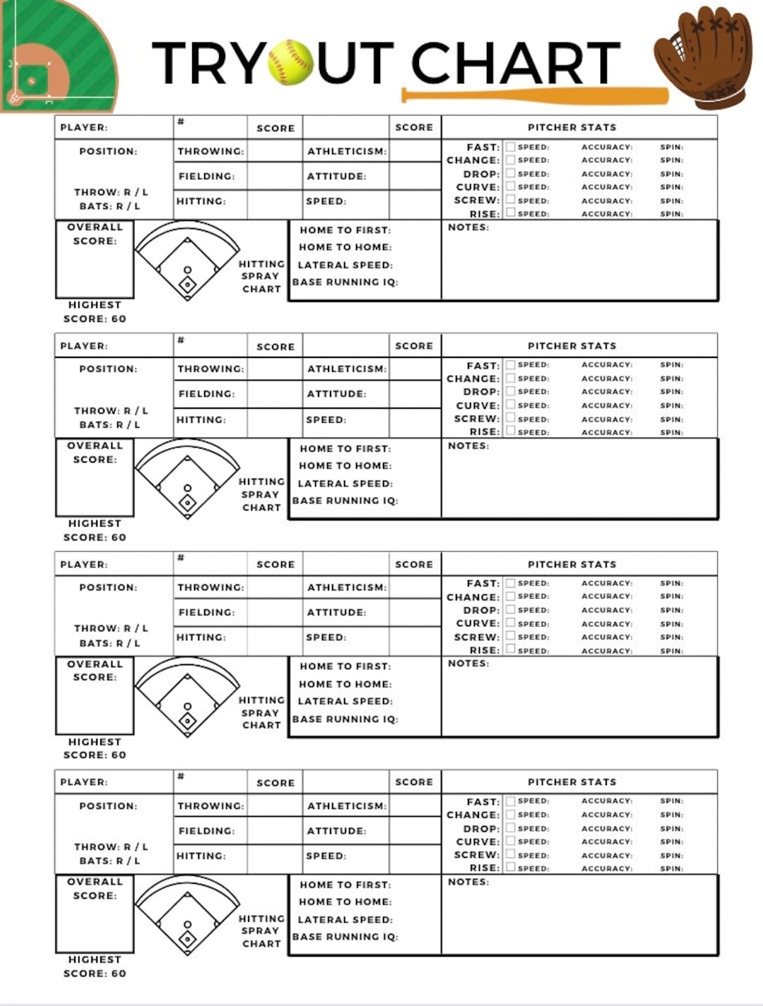Baseball Player Sales Evaluation Sheet