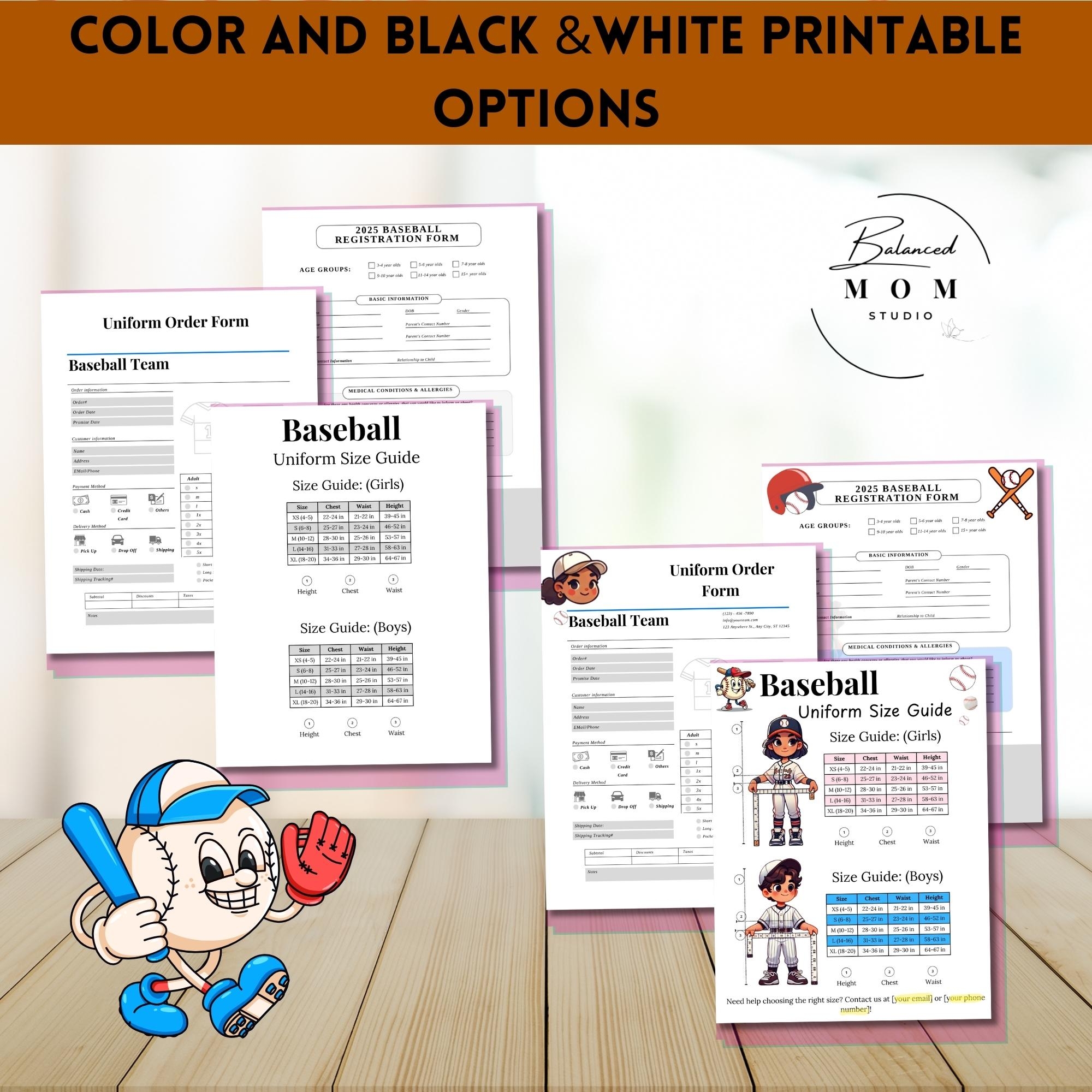Baseball Registration And Order Form Digital Printable PDF Canva Template Coaches Toolkit Softball Team Mom Youth Sports Template Etsy