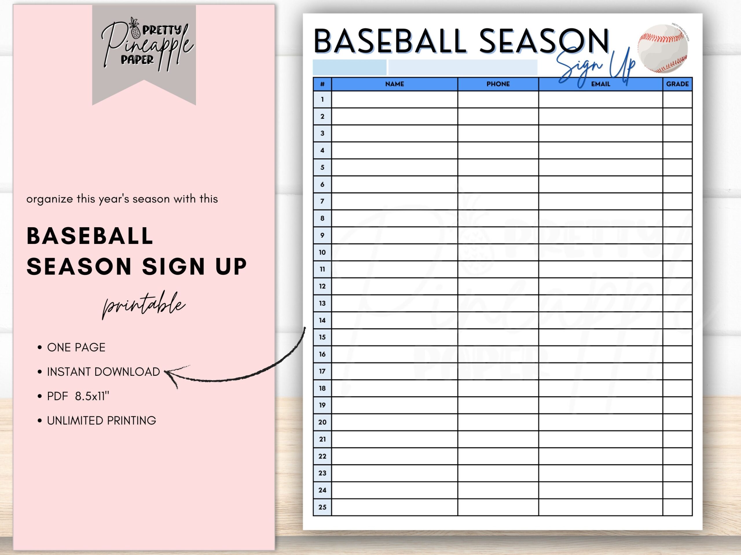 Baseball Registration Forms Template Etsy