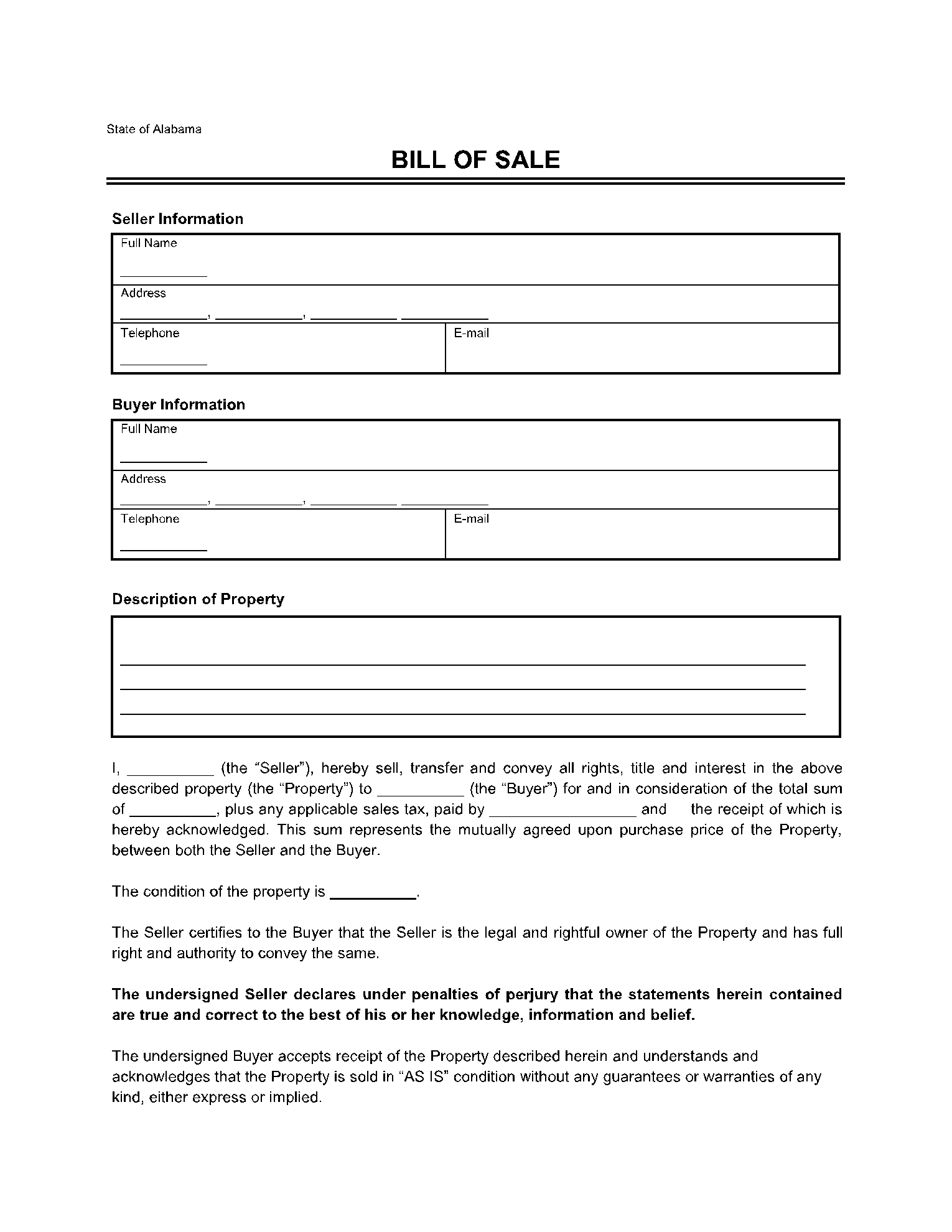 Bill Of Sale Template 50 Free Forms CocoDoc