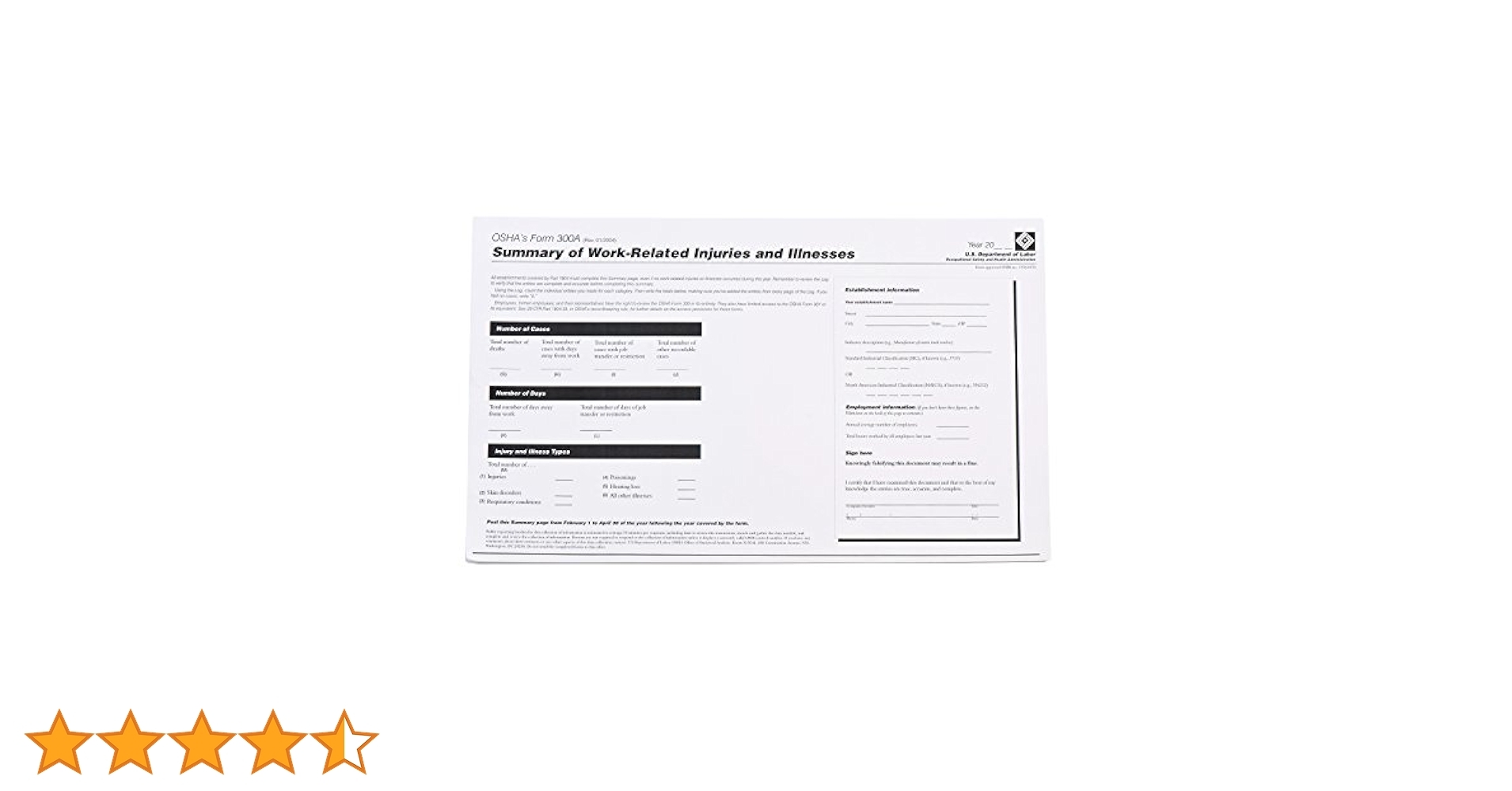Brady OR300A Forms OSHA 300A Log Amazon Industrial U0026 Scientific Brady OR300A Forms OSHA 300A Log Amazon Industrial U0026 Scientific