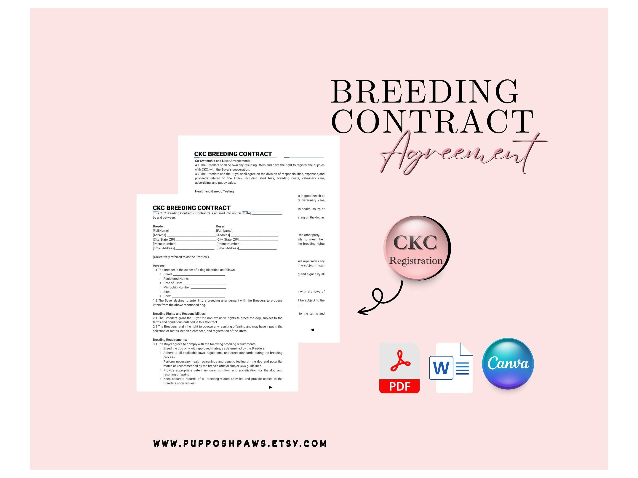 Breeding Contract CKC Puppy Breeding Template For Breeders And Co 