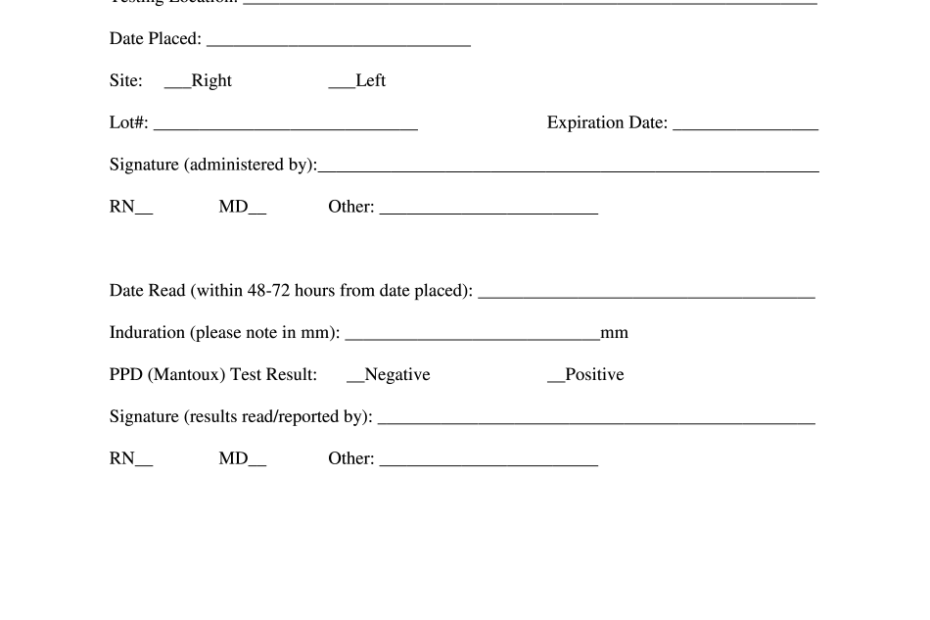 Bristol Community College Tuberculosis Skin Test Form Printable Blank PDF Online