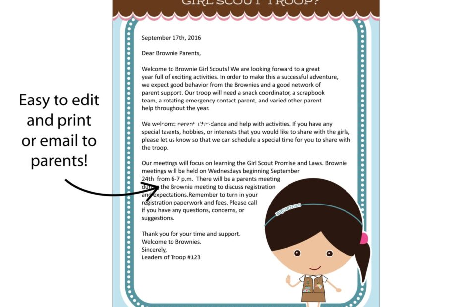 Brownie Girl Scout Letterhead Printable Instant Download
