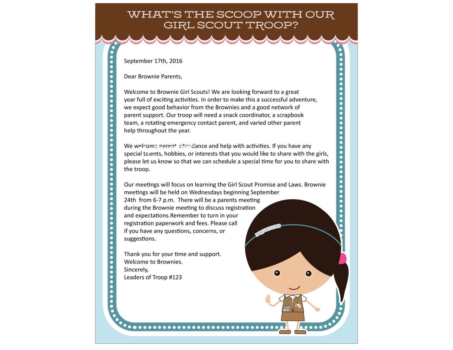 Brownie Girl Scout Letterhead Printable Instant Download Etsy