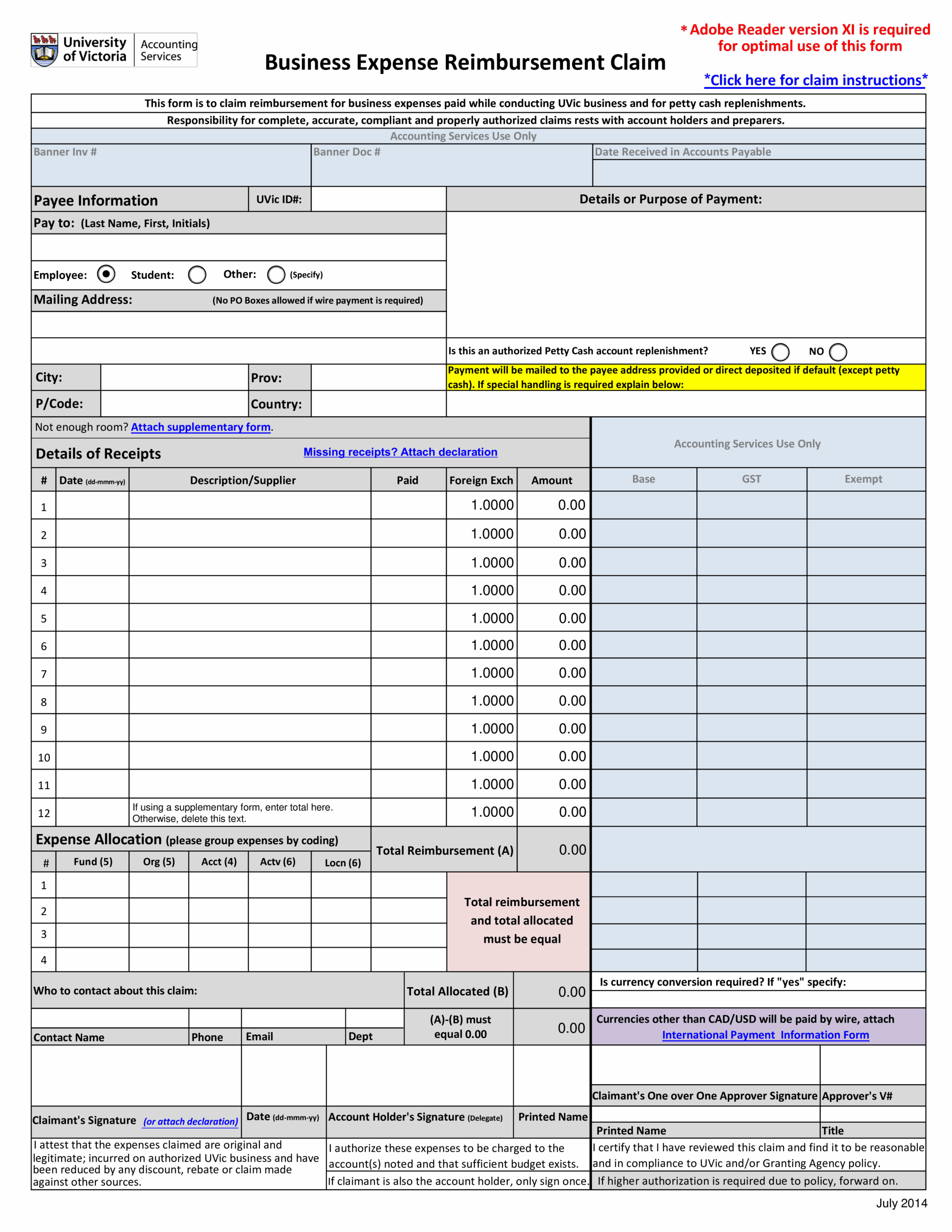Business Reimbursement Form Templates At Allbusinesstemplates