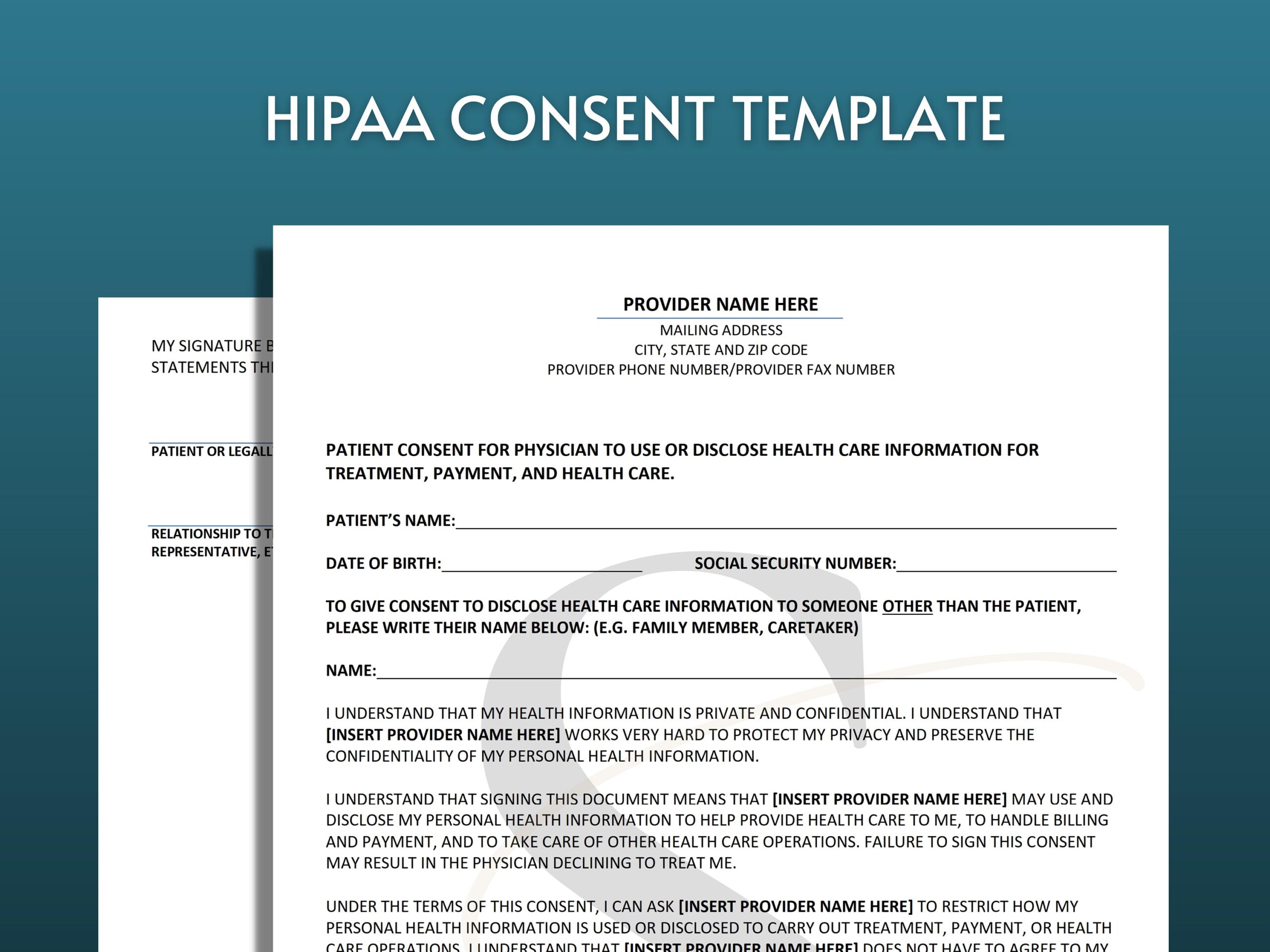Buy Printable HIPAA Consent Form Template Digital Download Editable Medical Consent New Patient Form Medical Office Notice Of Privacy Practices Online In India Etsy