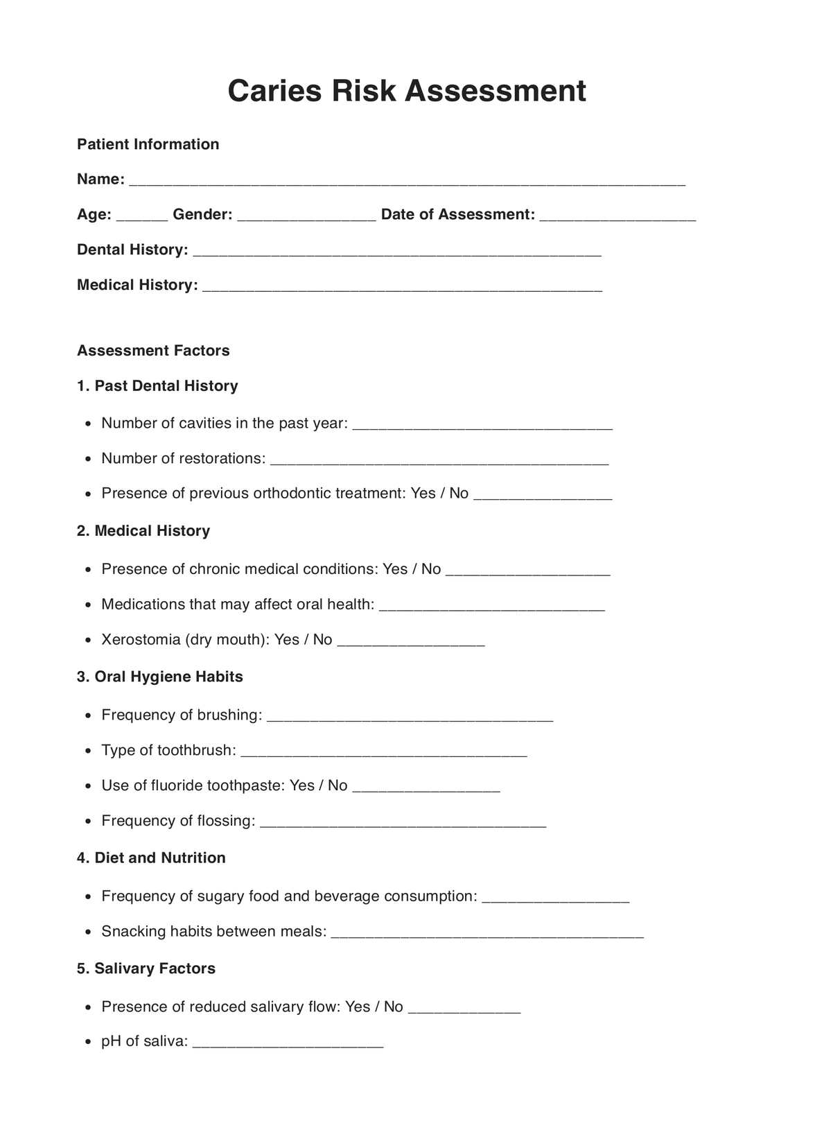 Caries Risk Assessment