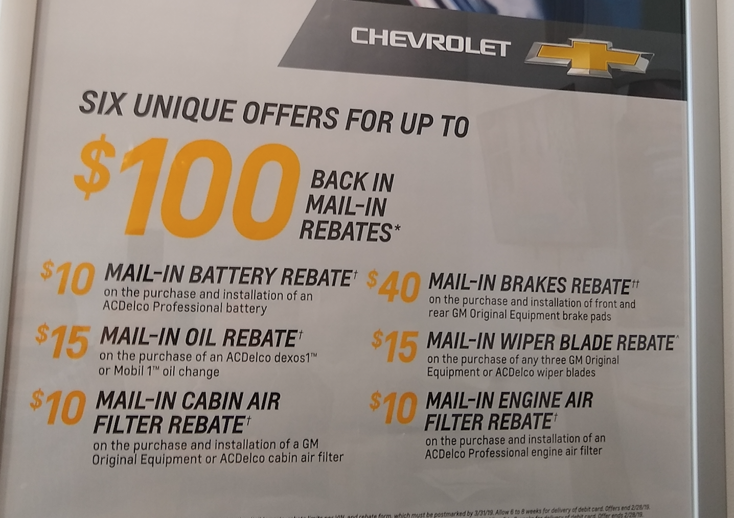 Chevrolet Dealership Rebates Poster 
