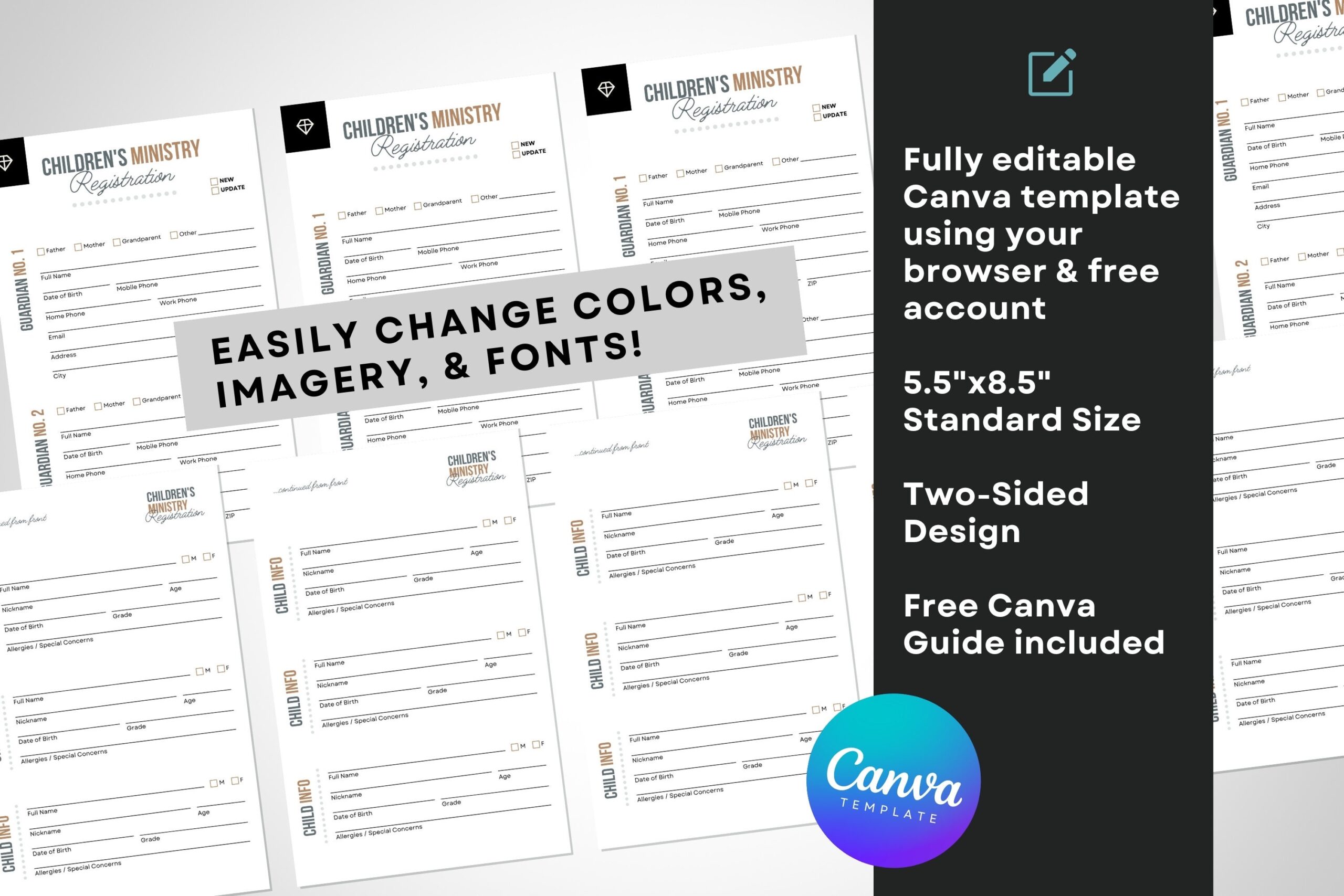 Children s Ministry Registration Card Canva Template Editable Kids Ministry Card Children s Kids Church Sunday School Template CGC001 Etsy