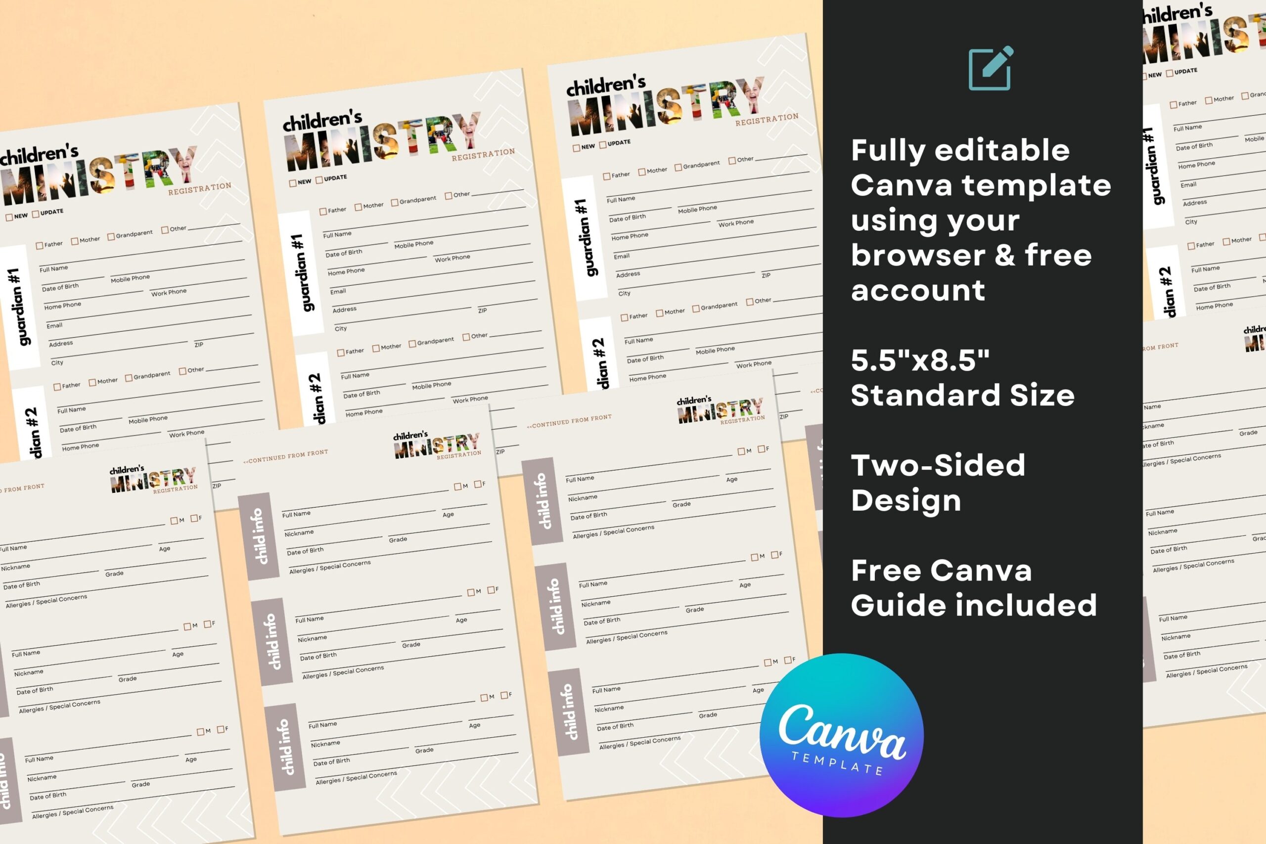 Children s Ministry Registration Card Canva Template Editable Kids Ministry Card Children s Kids Church Sunday School Template CGC003 Etsy