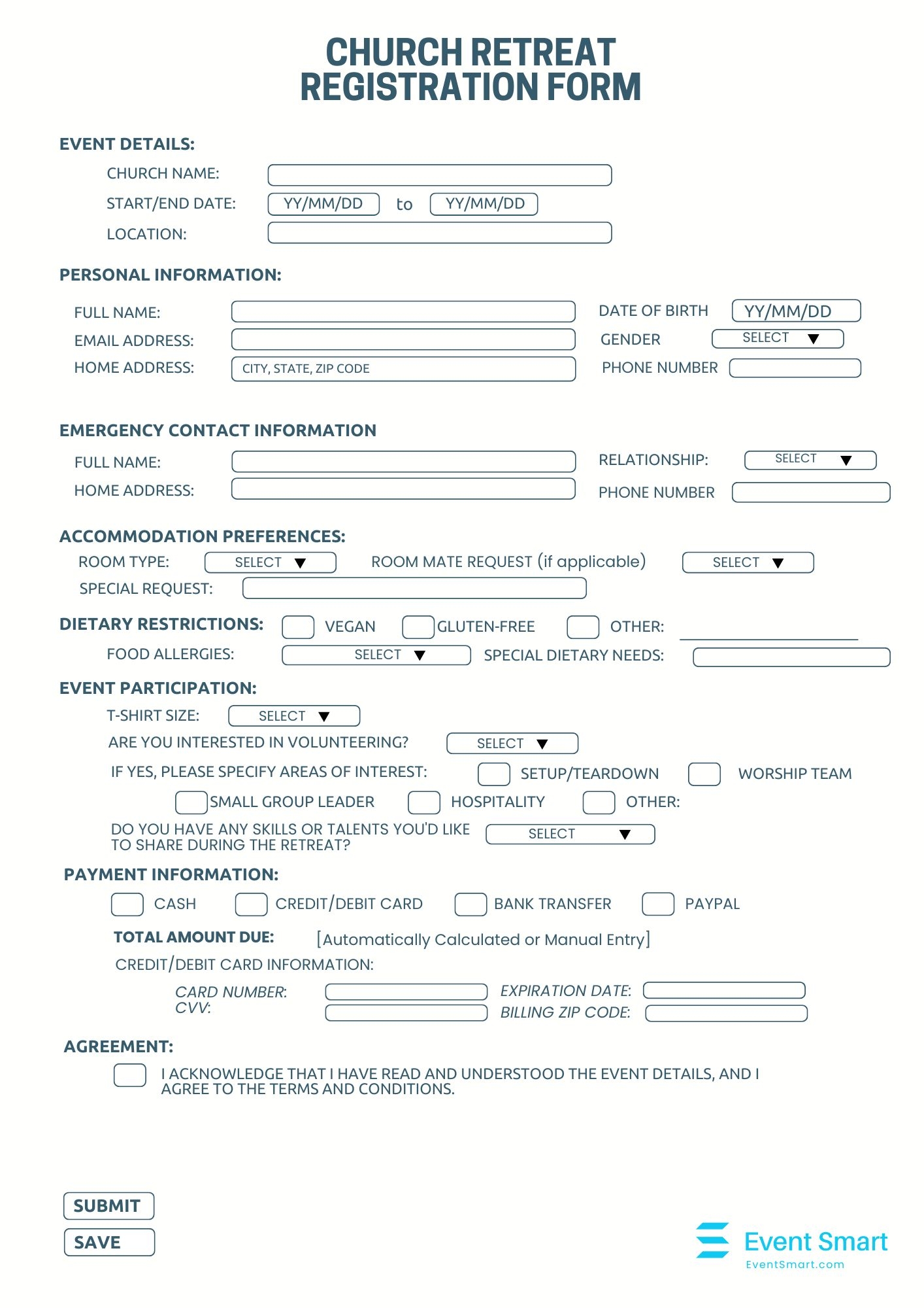 Church Retreat Registration Form Event Smart