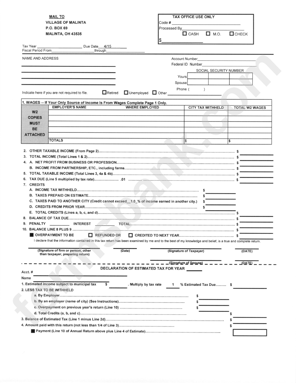 City Of Mansfield Income Tax Forms Form
