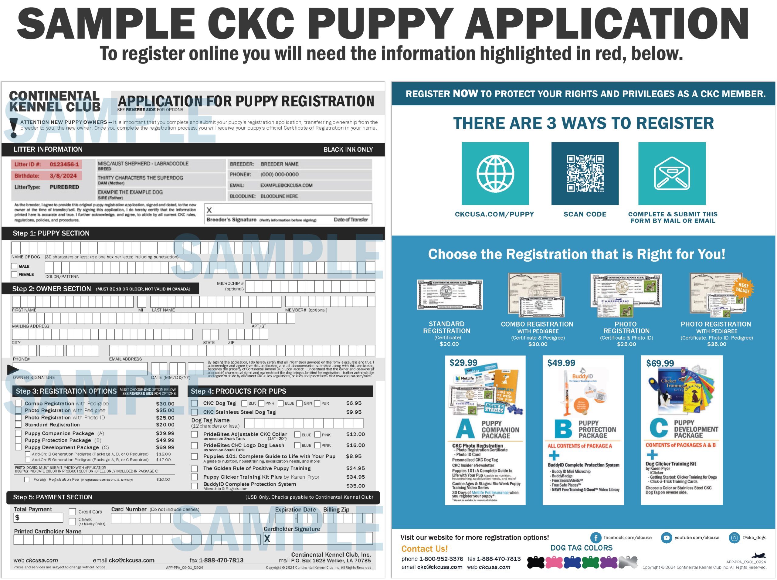 CKC Puppy Registration Continental Kennel Club