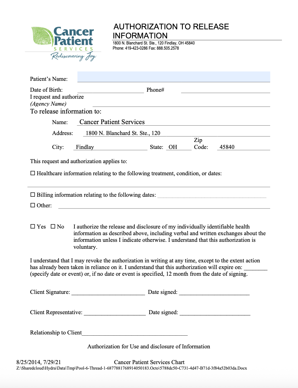 CLIENT FORMS CPS