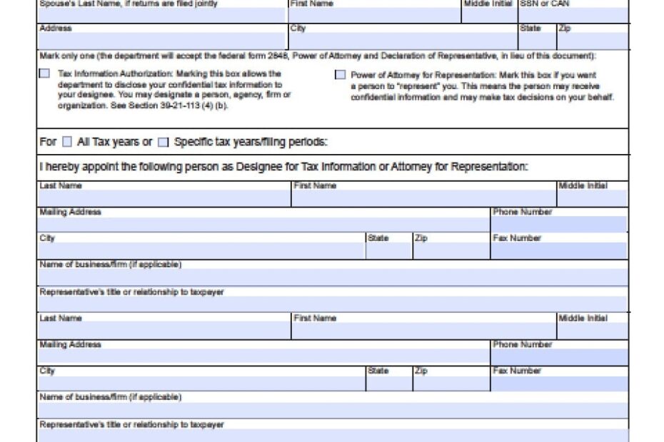 Colorado Tax Power Of Attorney Form Power Of Attorney Power Of Attorney