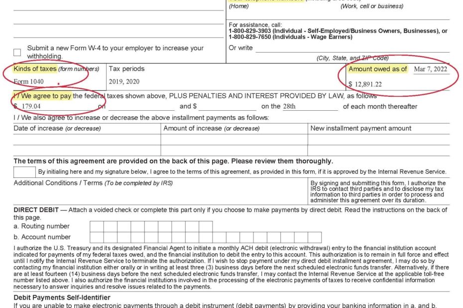 Completing Form 433 D Installment Agreement After IRS Audit Tax Law Offices Business Tax Resolution