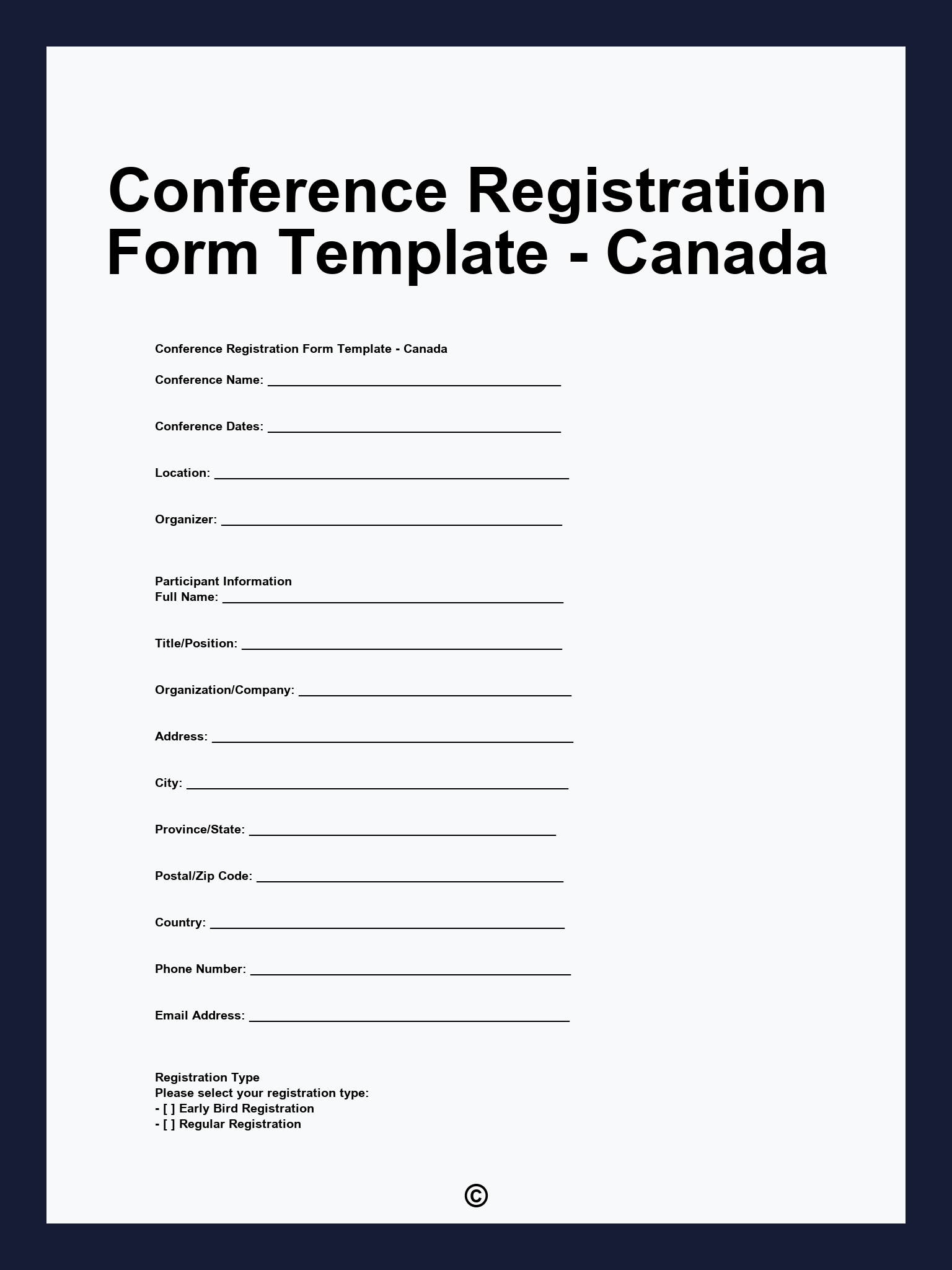 Conference Registration Form Template Canada