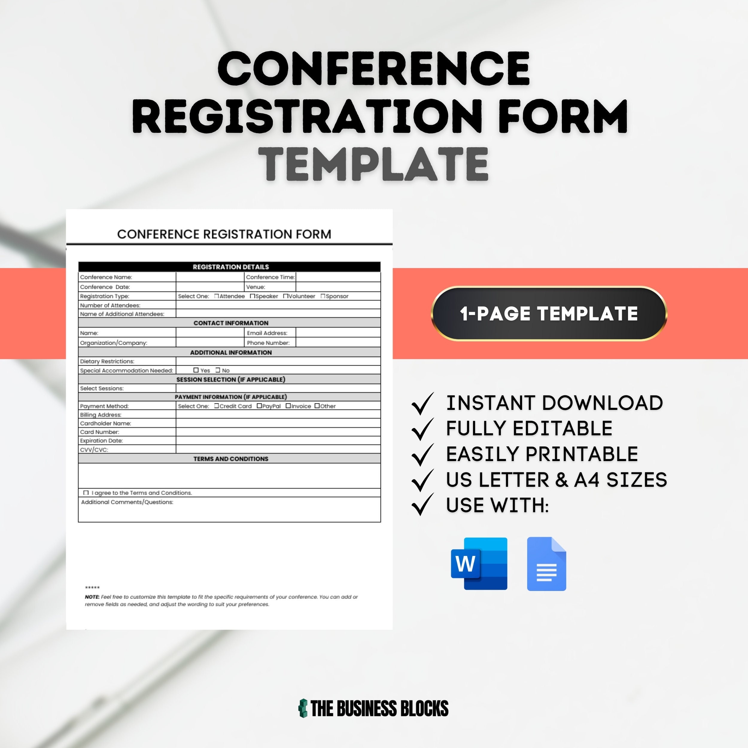 Conference Registration Form Template Conference Sign up Form 